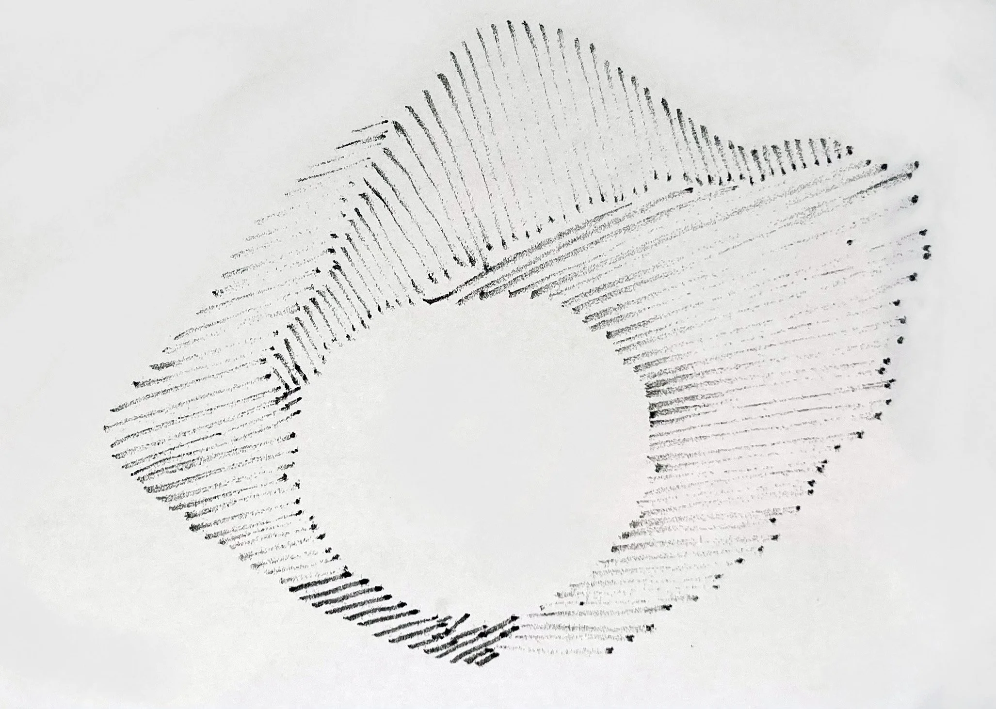 Pen sketch on paper for stitching on pastel.