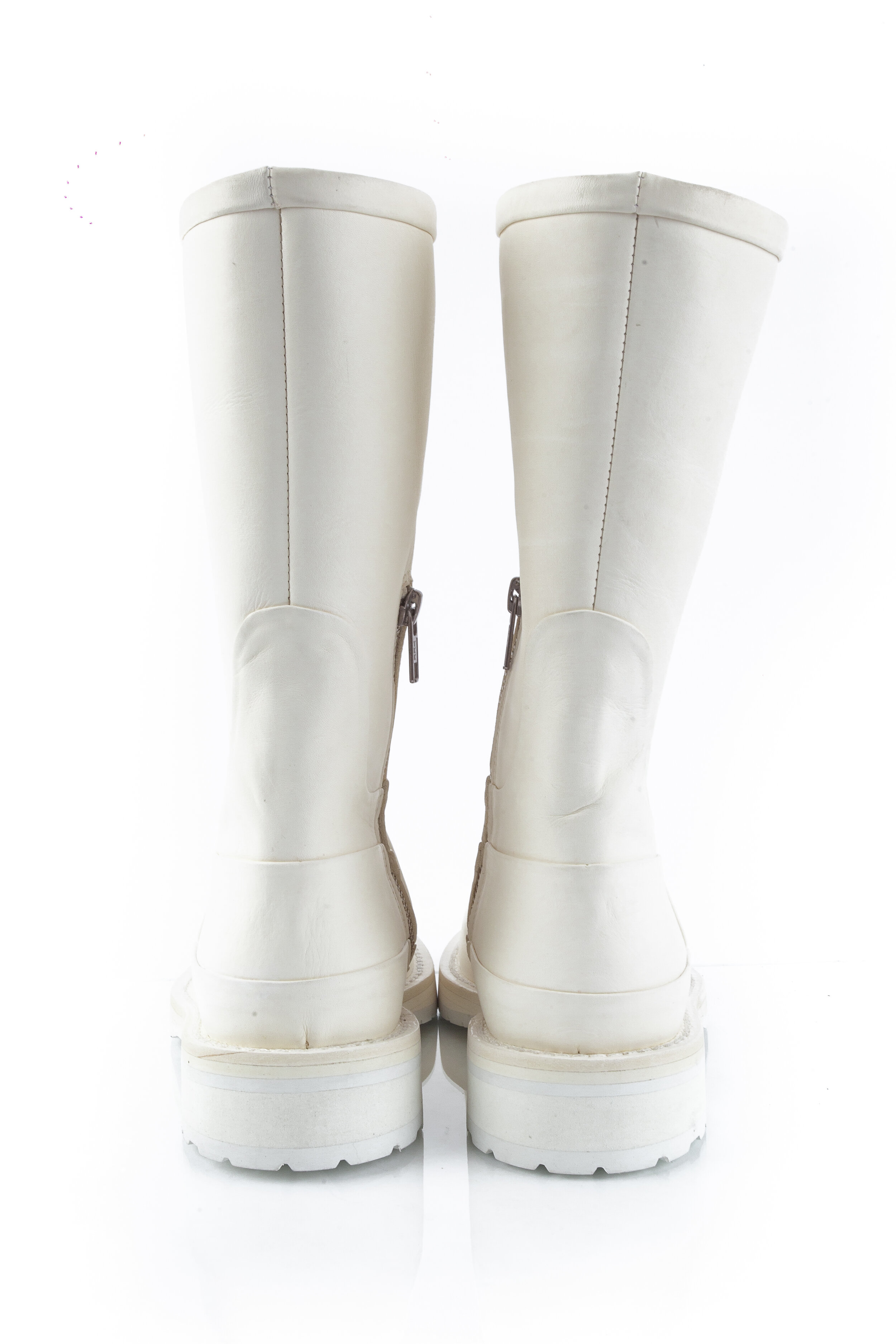 white zip boots