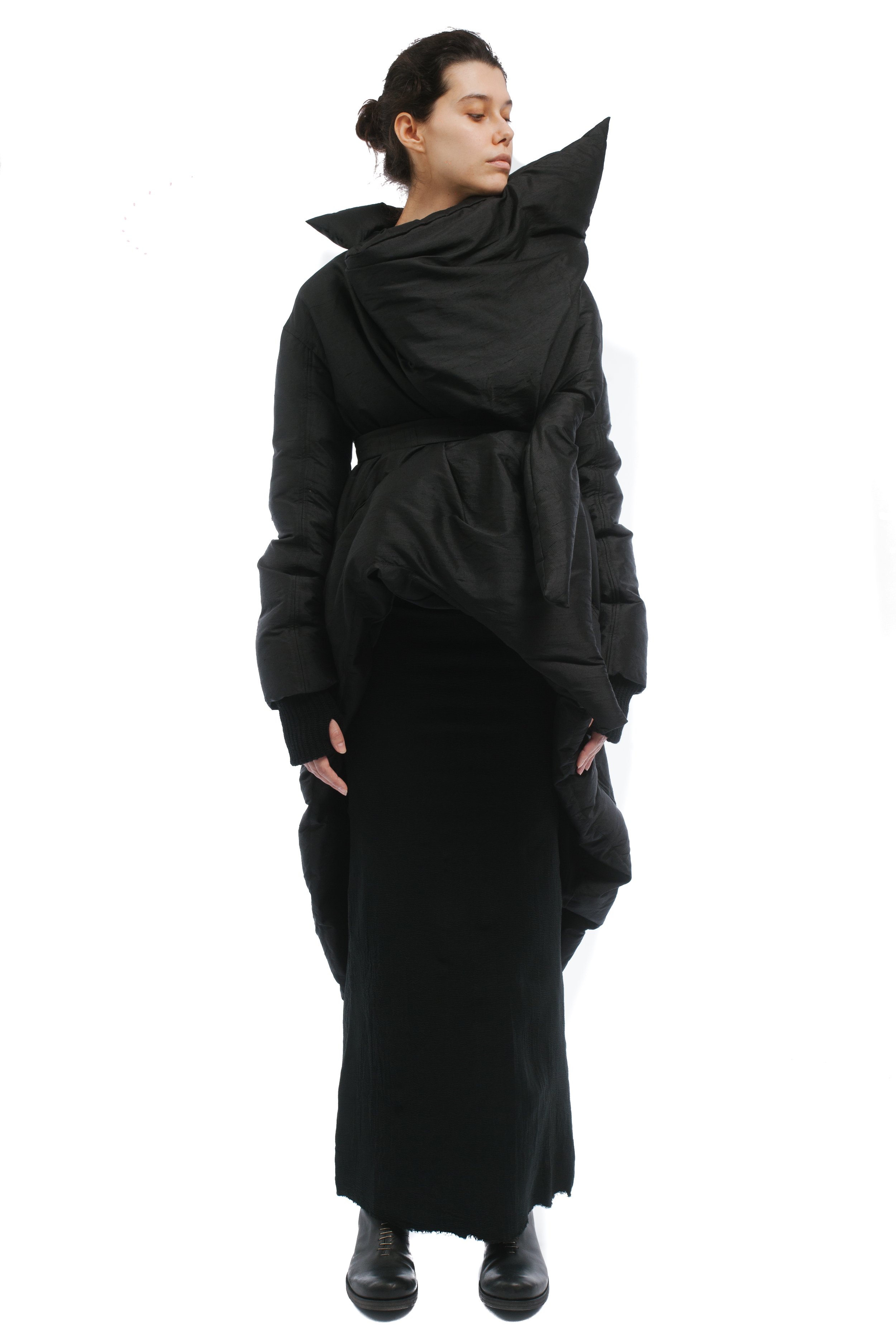 Yehuafan Down and Feather Asymmetric Coat