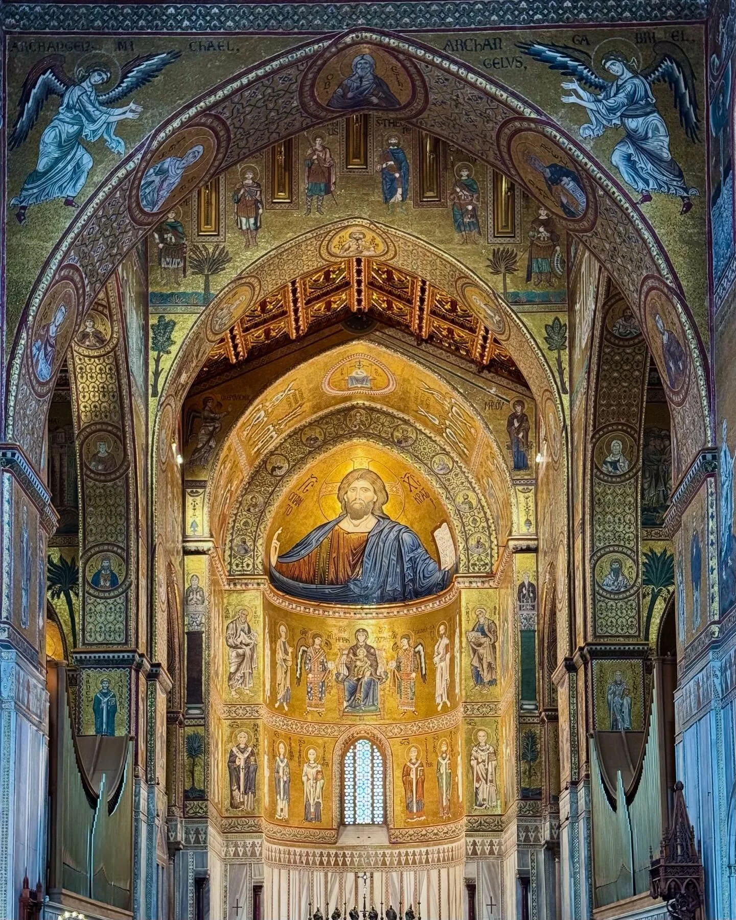 The magnificent 12th century Cathedral of Monreale outside of Palermo. I was stunned by the incredible detail and richness of stone, mosaic and gold. The Norman King William II was the force behind the mammoth project. He is depicted in the mosaic in