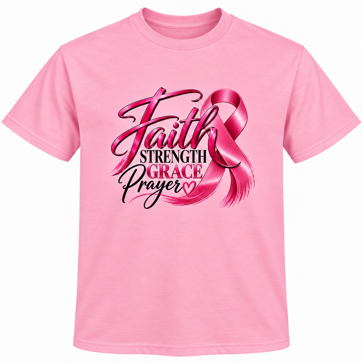 Faith, Strength, Grace, Prayer Breast Cancer T-shirt