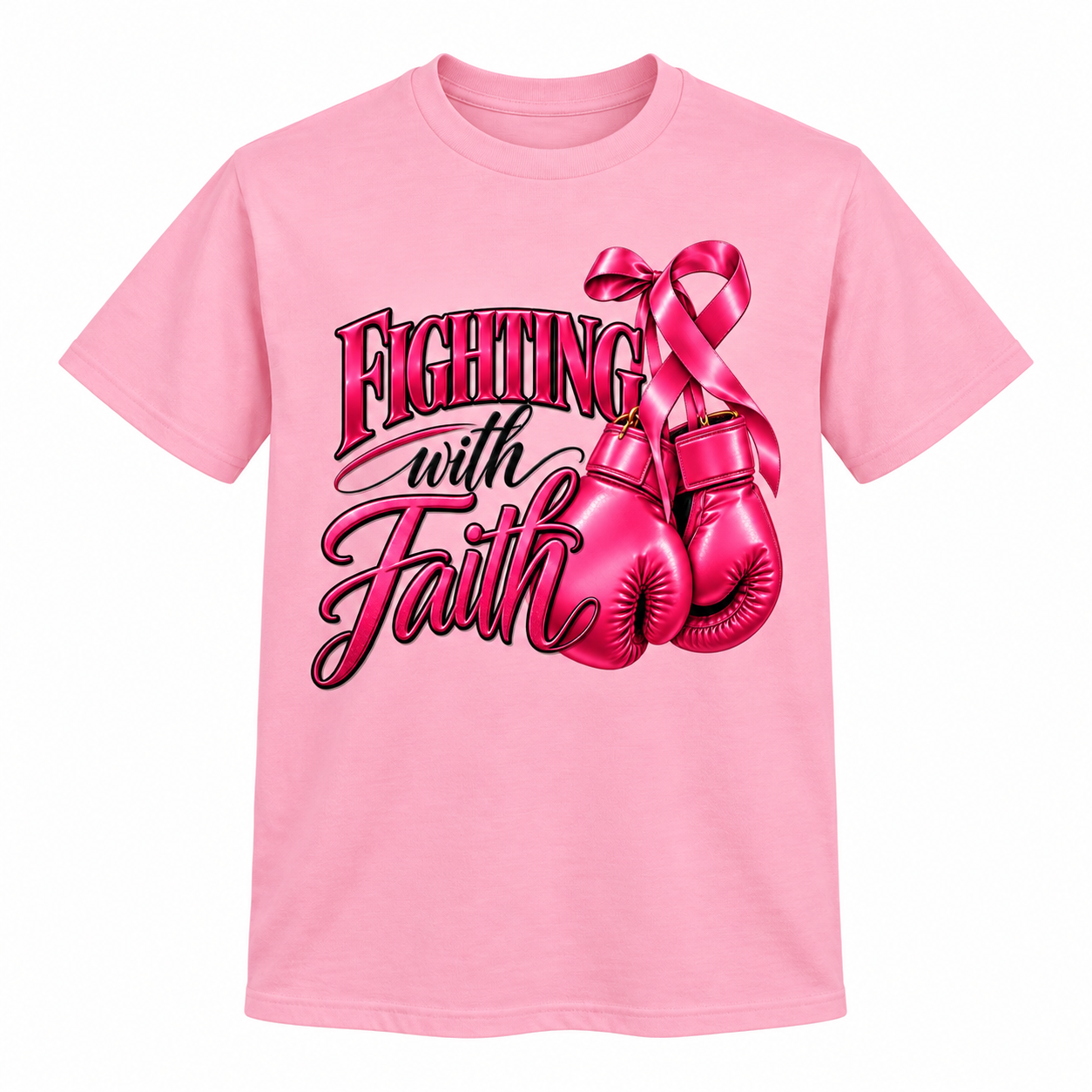 Fighting with Faith Breast Cancer T-Shirt