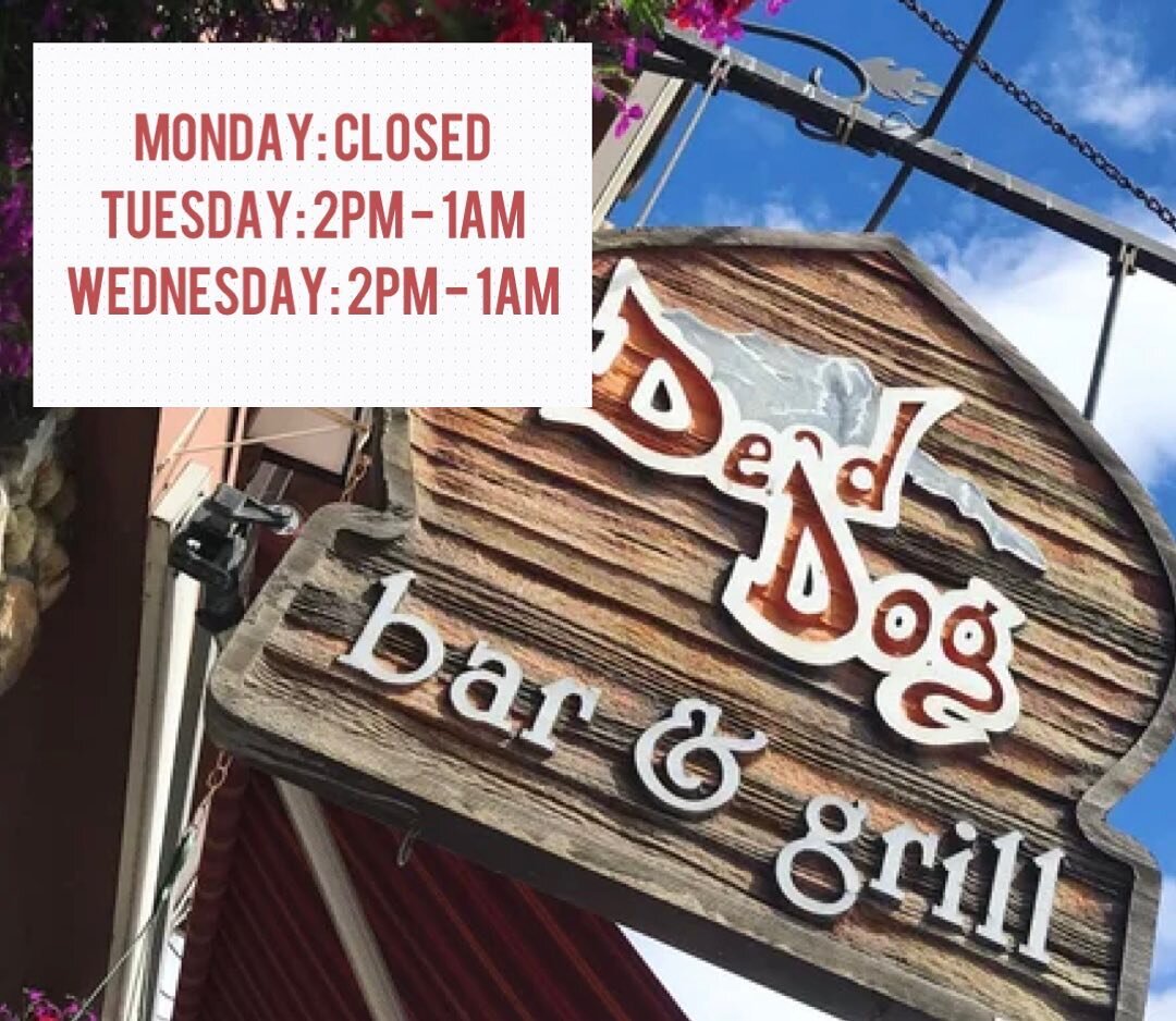 We have slightly adjusted our hours of operation for this coming week to give our hardworking staff a bit of a breather! 

Thanks for understanding! 

3 cheers for the De&rsquo;d Dog crew!! You guys rock!! 🙌🏻