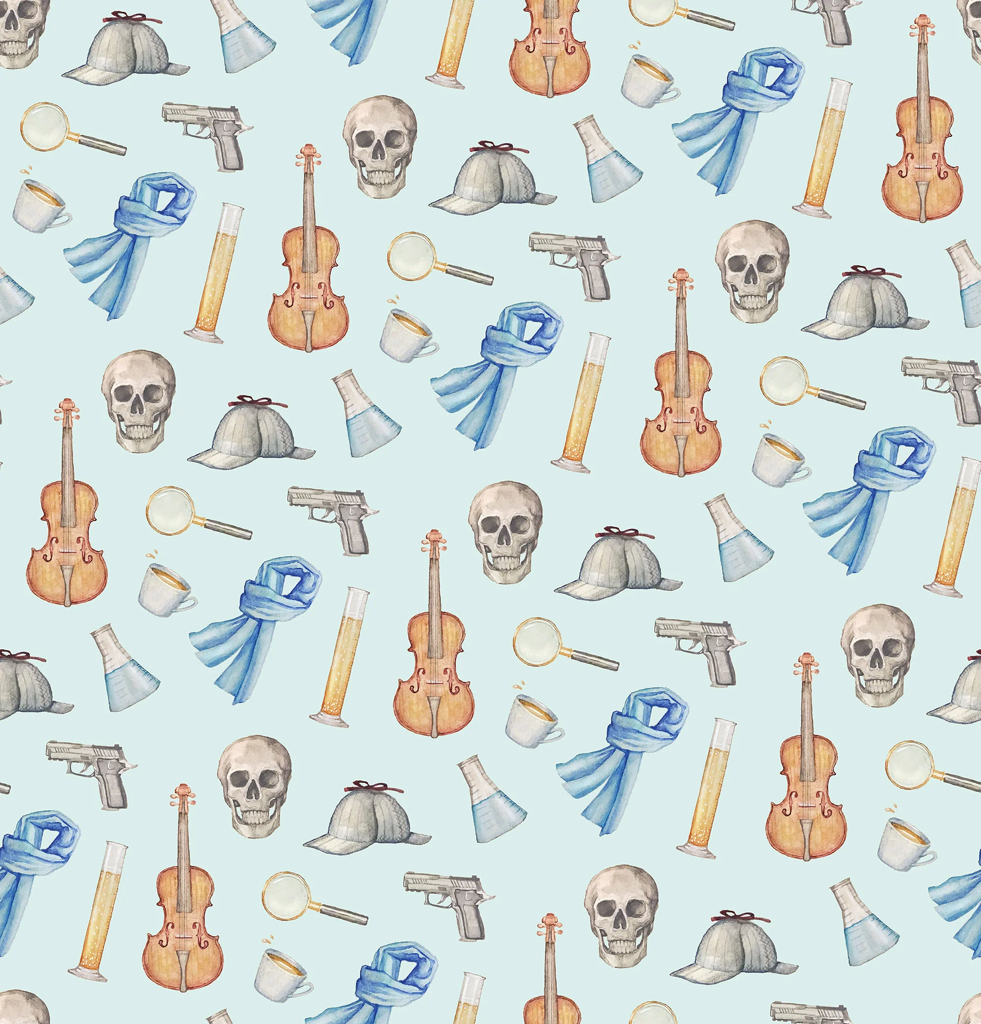 Sherlock Holmes-themed pattern, created for a freelance client.