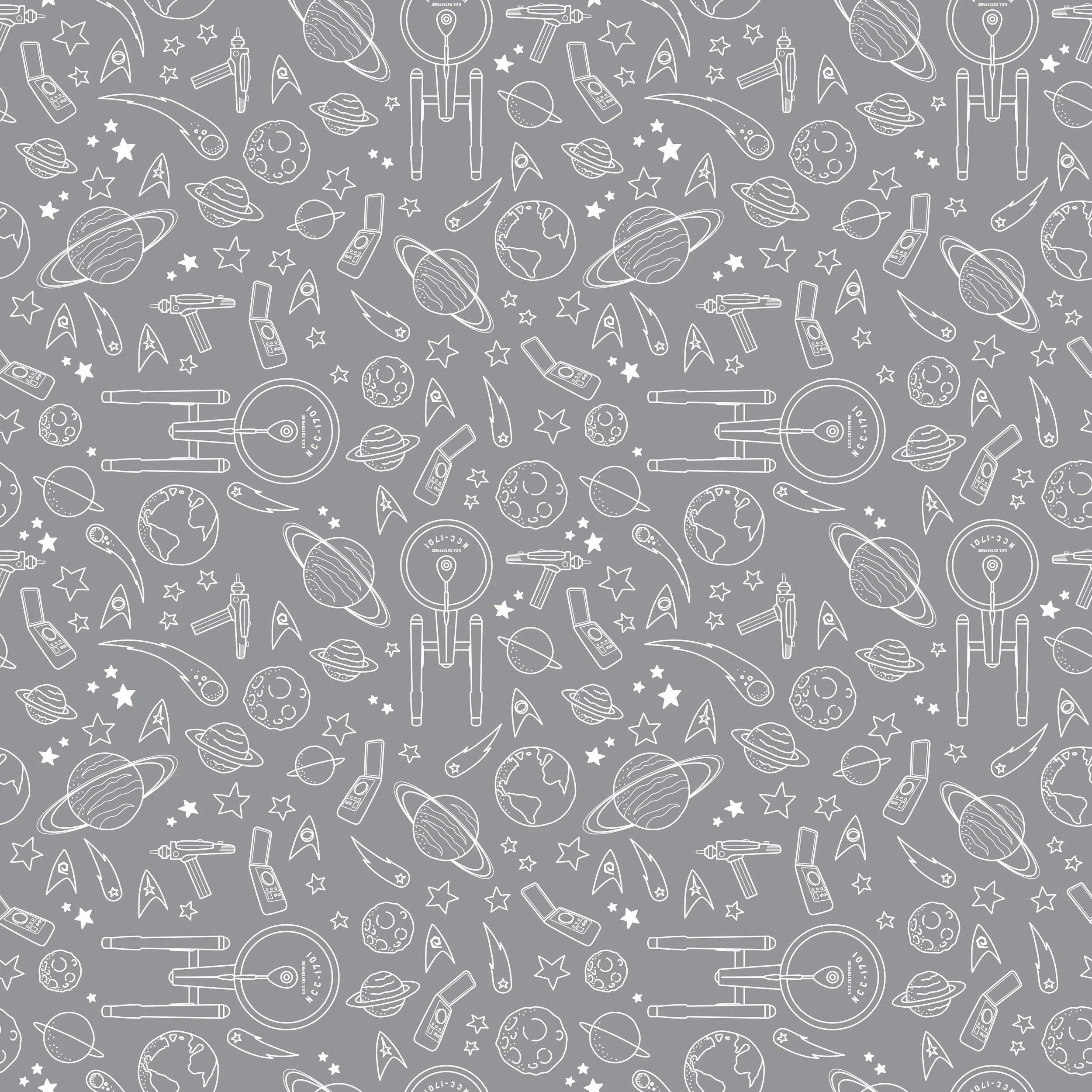Star Trek-themed fabric pattern, created for a freelance client.