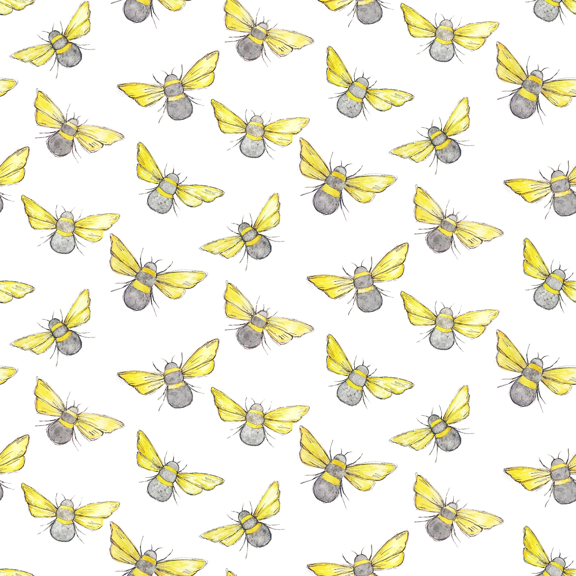 Watercolor bee pattern, created for fun.