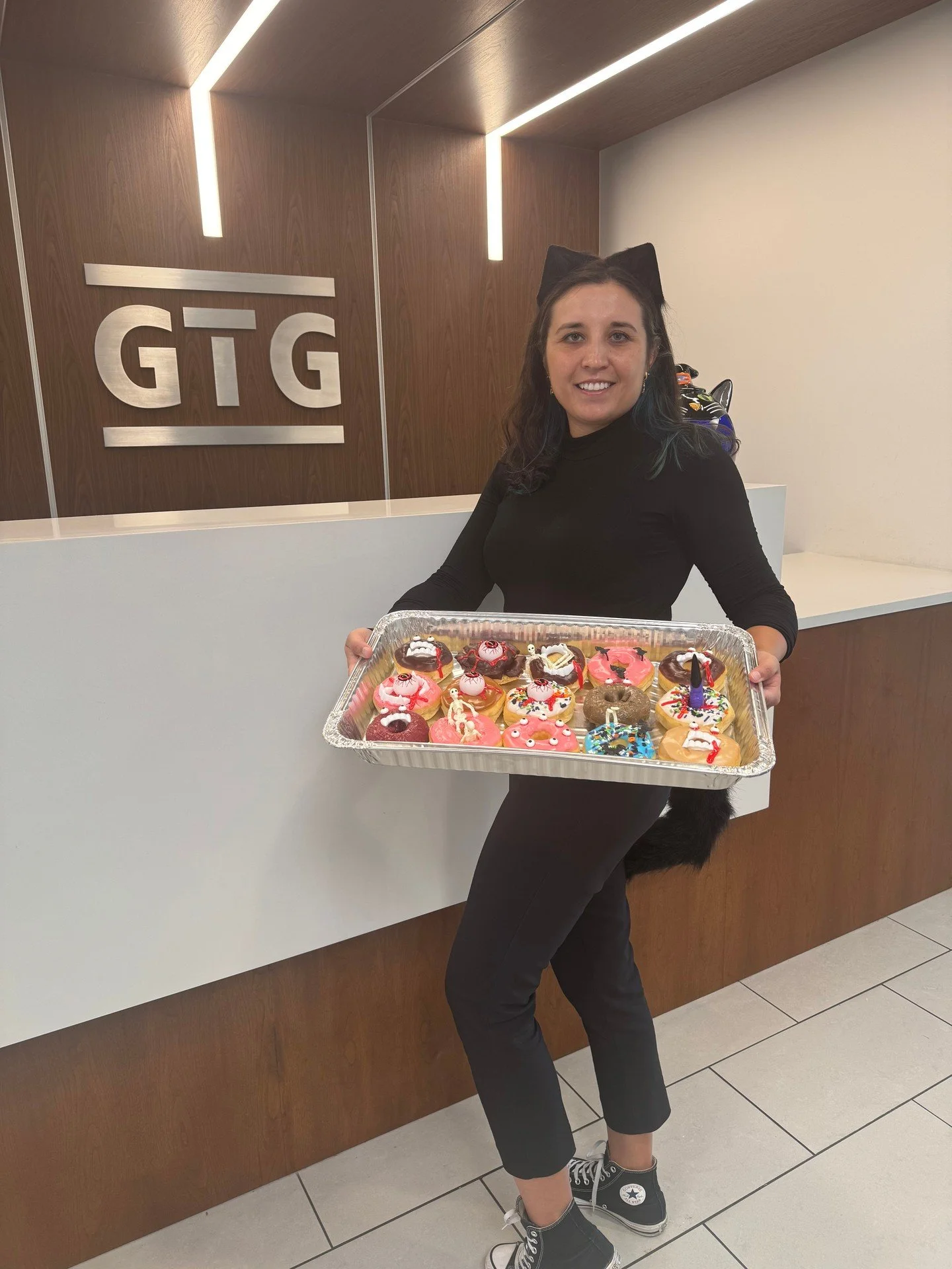 BOO! A spooky treat to end a busy week! 👻🍩 
Happy Halloween from all of us at GTG! 🎃🕸️

#GrinderTaber #Halloween #construction #commercialcontractor #newconstruction #hardhat #memphis #midsouth #memphistn #renovation #nowhiring #joinourteam #choo