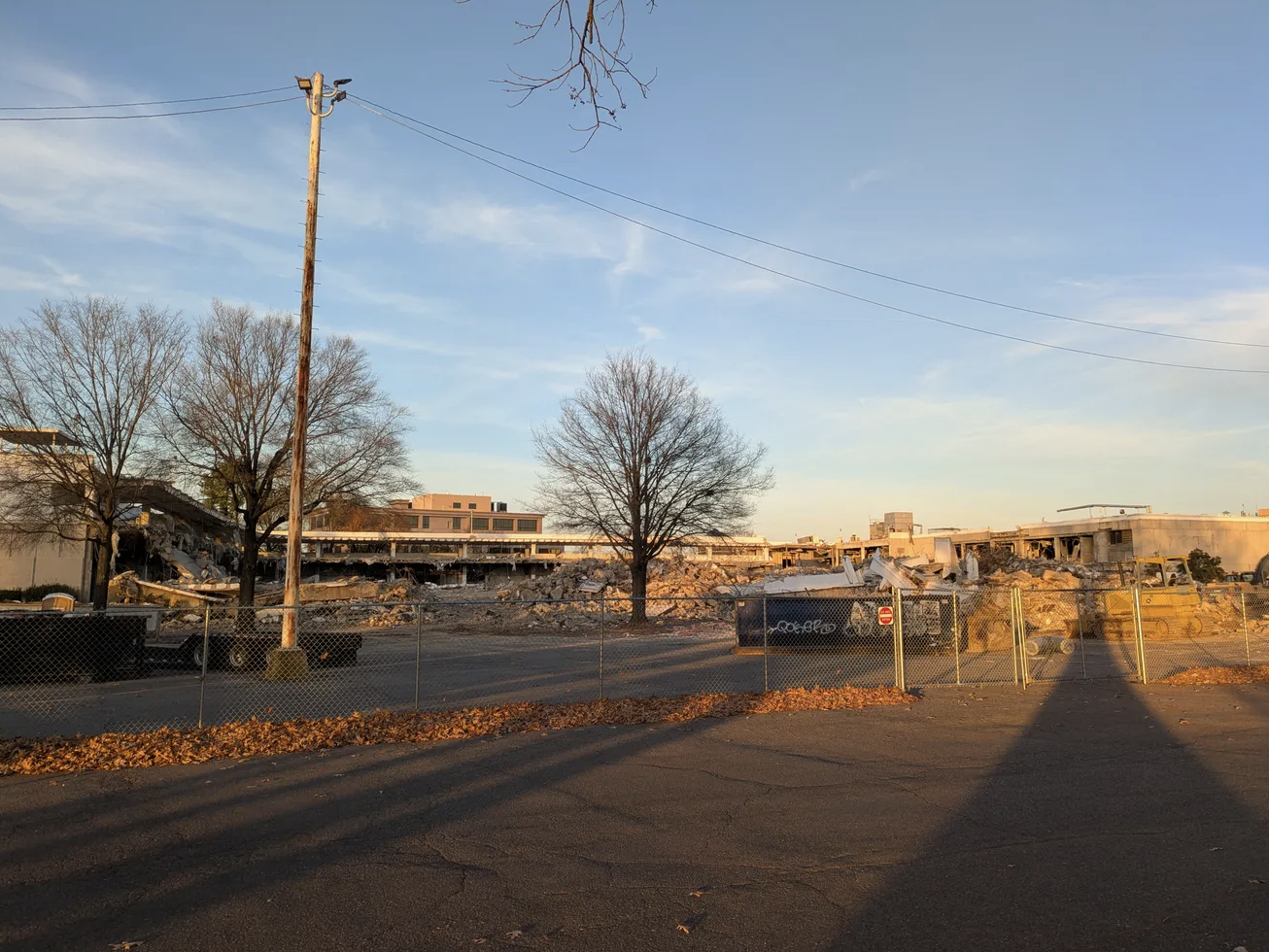 What's going on with the demolition at Oak Court Mall in East Memphis?
