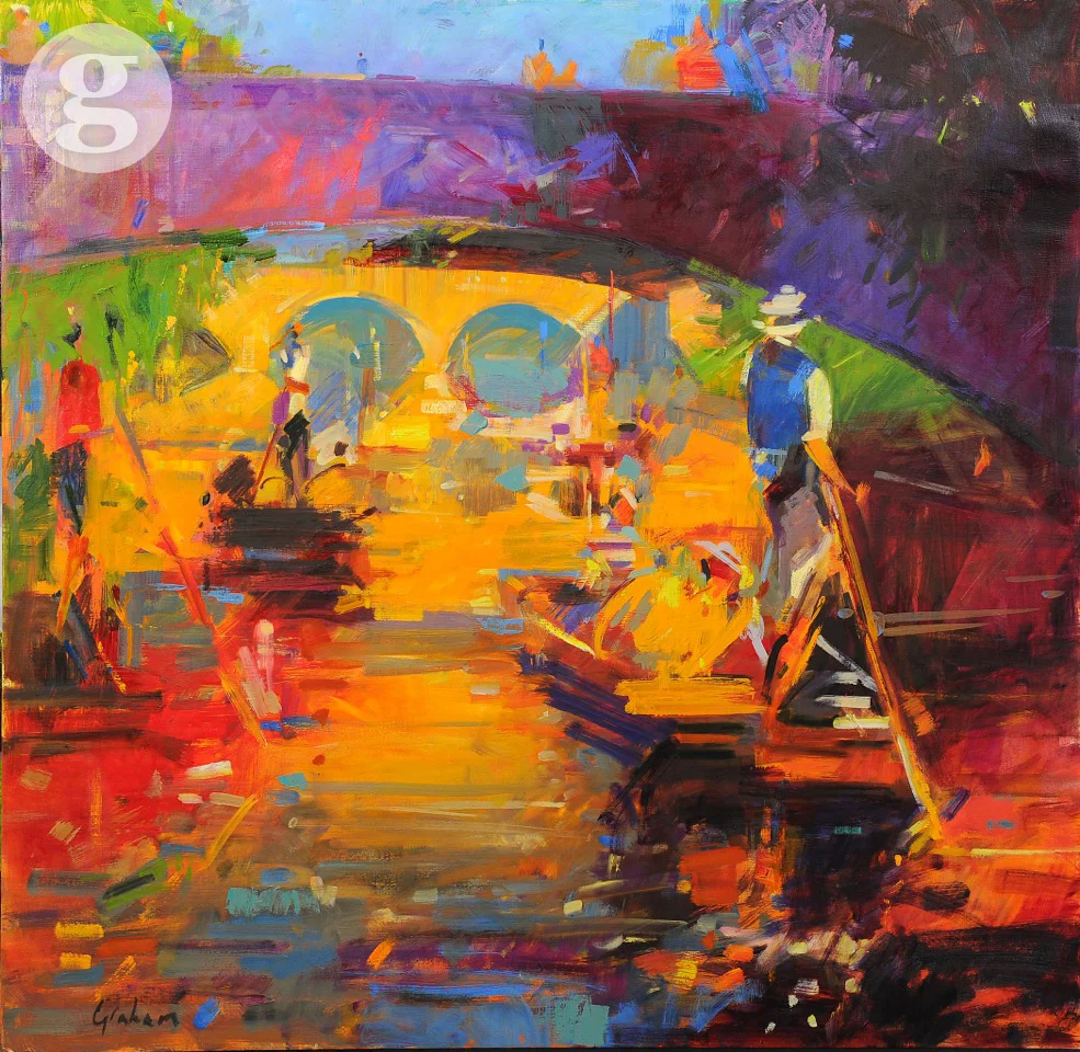 Towards King's College, Cambridge 97x97cm - oil