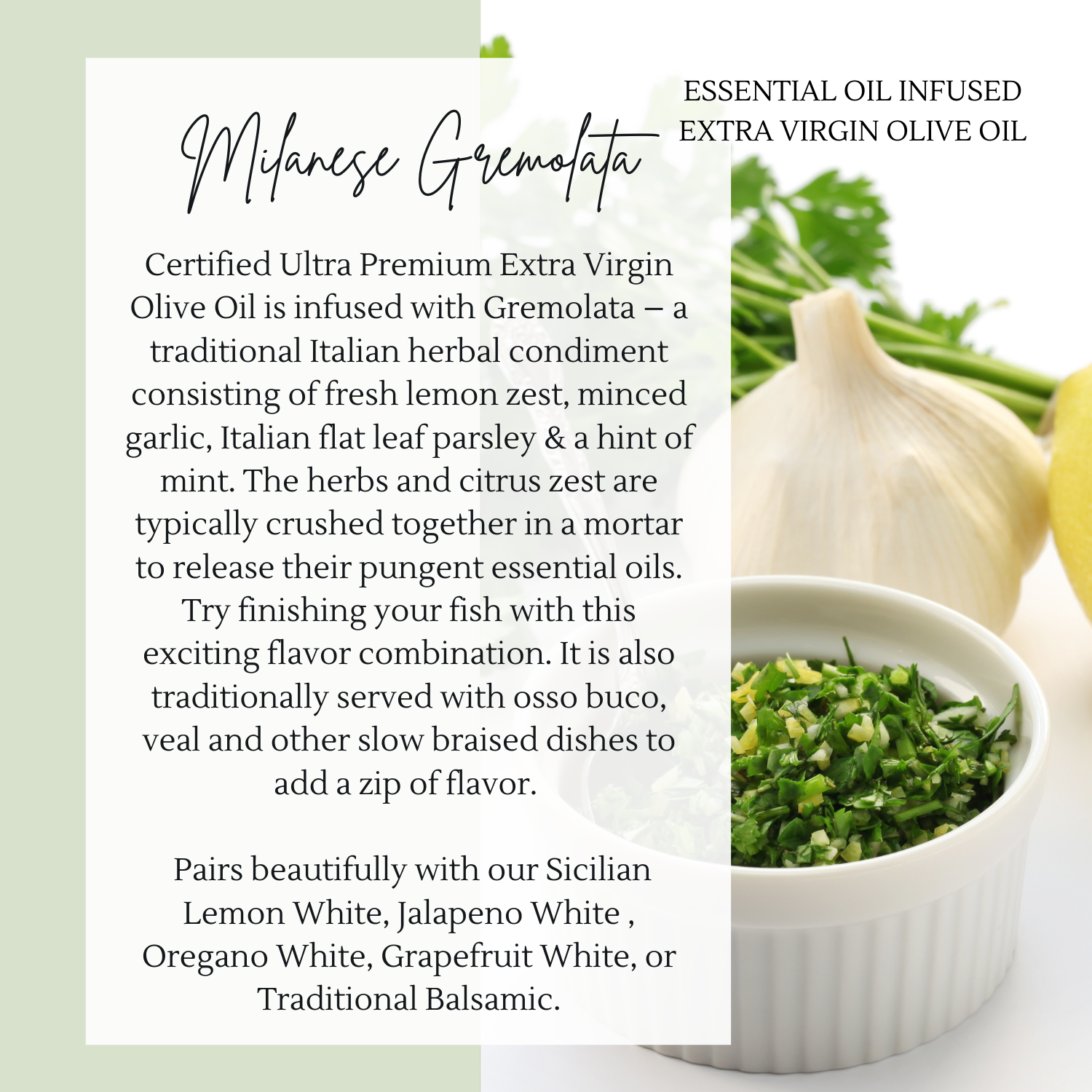 Milanese Gremolata Infused Olive Oil — Nika's Olive