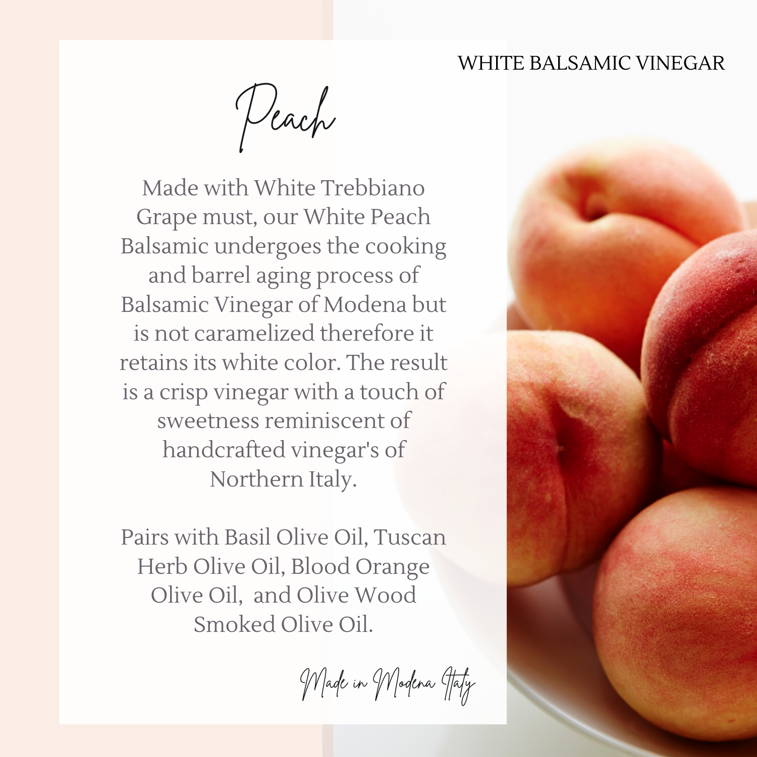 Peach White Balsamic Vinegar — Nika's Olive