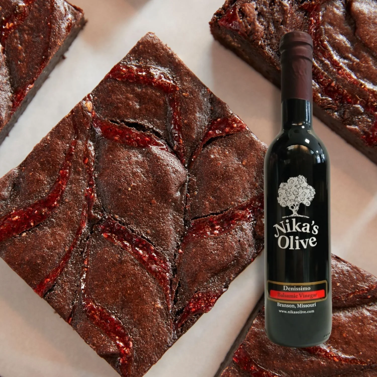 RASPBERRY SWIRL BROWNIES WITH AGED BALSAMIC