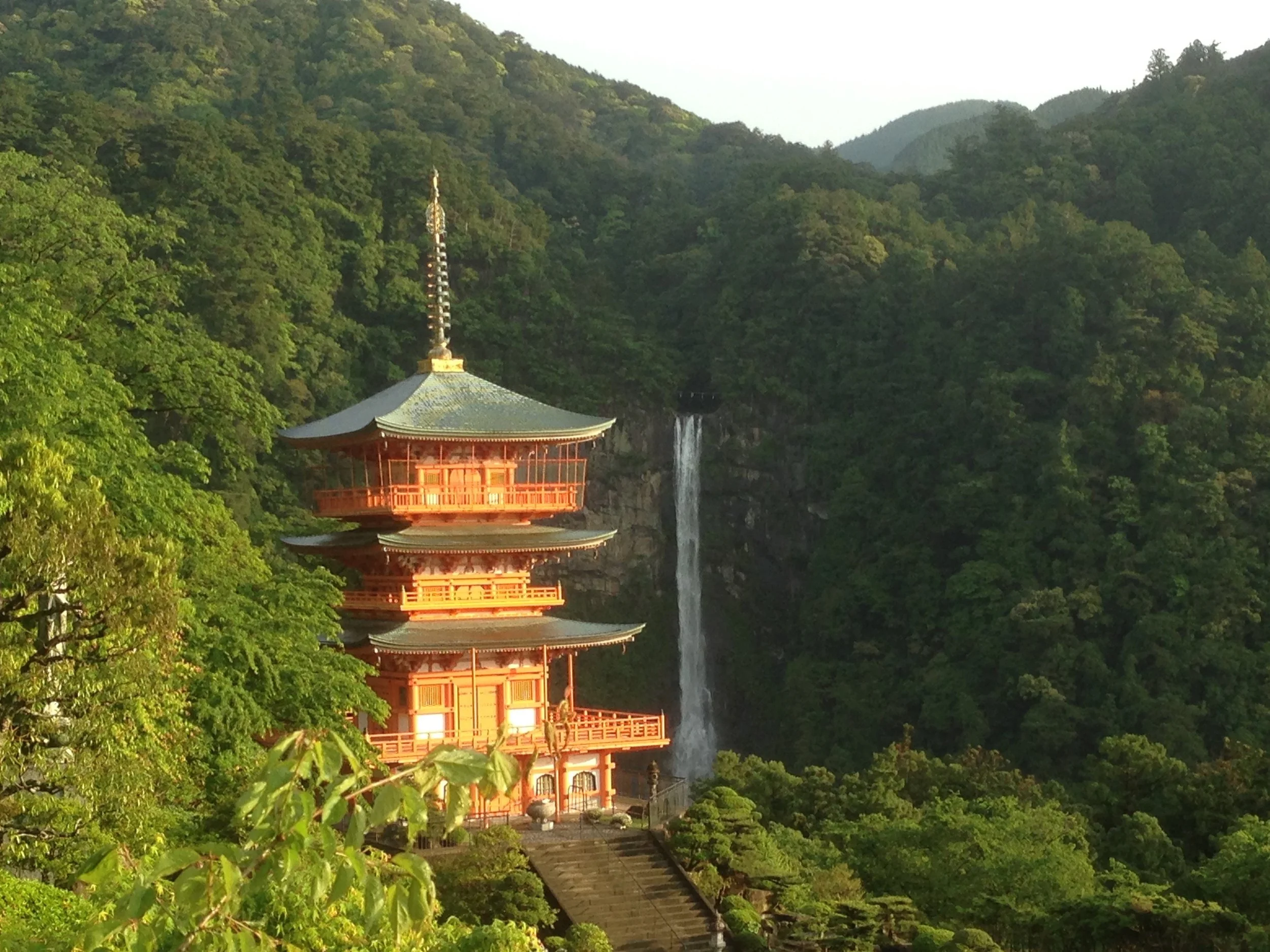Pagoda with Nachi-no-Otaki, the tallest waterfall in Japan