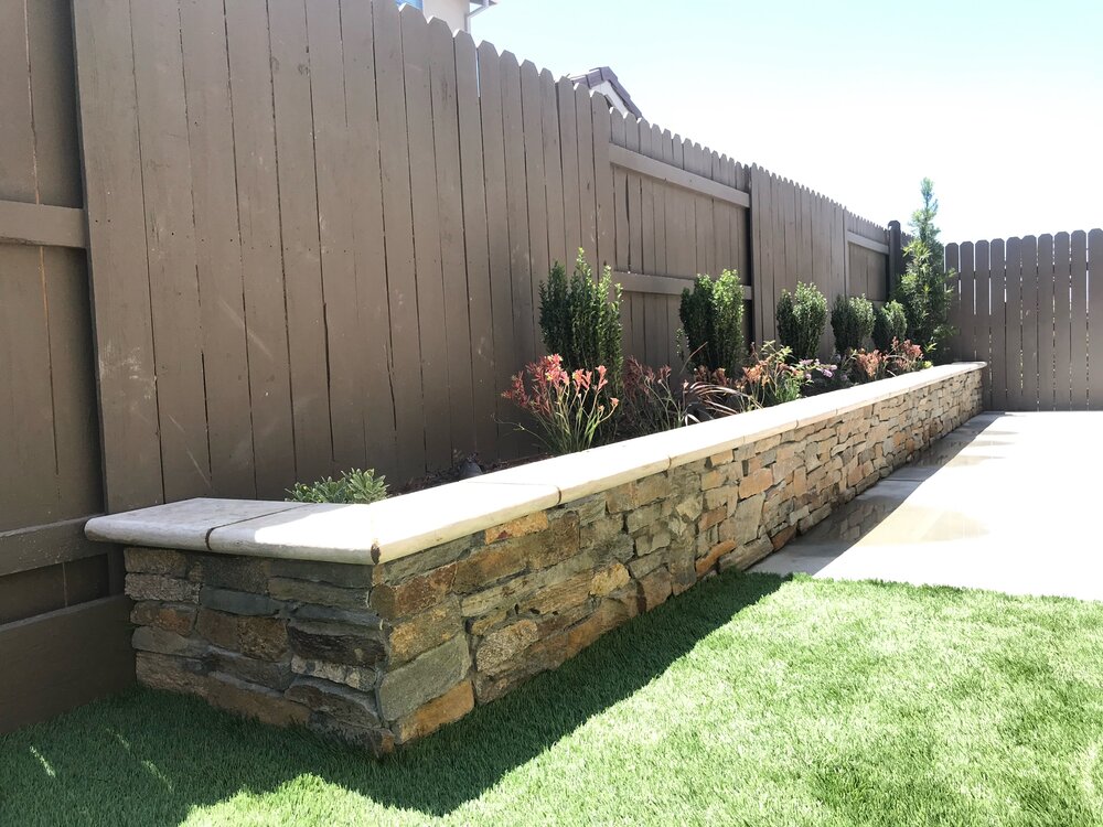 Retaining Walls Landscaping Company Rocklin - Stone Veneer Concrete Retaining Wall