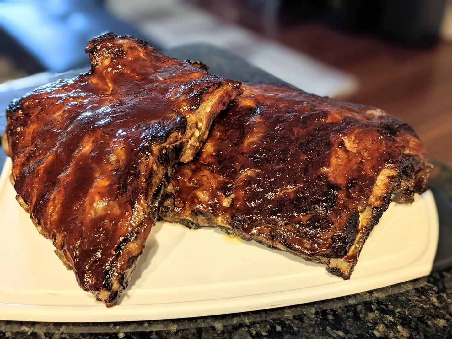 I took my first stab at pork ribs yesterday. 😁 Went basic with good ol' Hickory &amp; Brown Sugar for the  seasoning. I don't have a smoker but instead went low and slow in the oven and they turned out pretty damn good! 🤤😉 Crap, now I really want 
