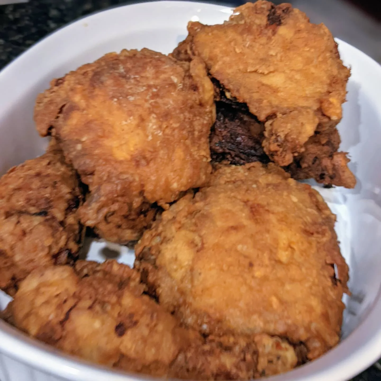 So trying a buttermilk recipe today! This recipe gave me a much more traditional color and I actually really like it! Fully committed on this one, 3 hour brine, 6 hour buttermilk bath, and another hour to fully cook the entire batch. Need to work on 