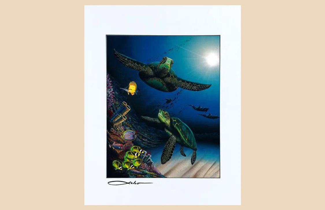 Sebo Art "Honu Reef 11" x 14" Matted Print