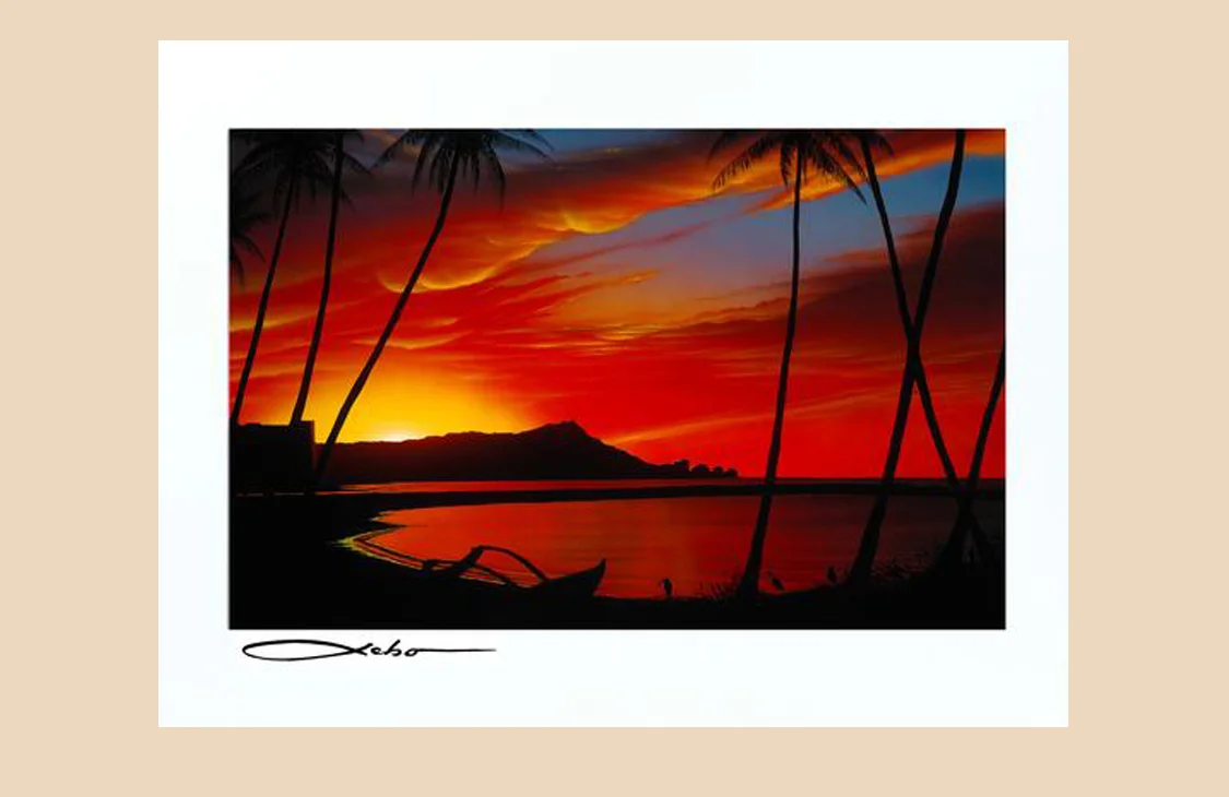Sebo Art "Diamond Head Sunrise" 11" x 14" Matted Print