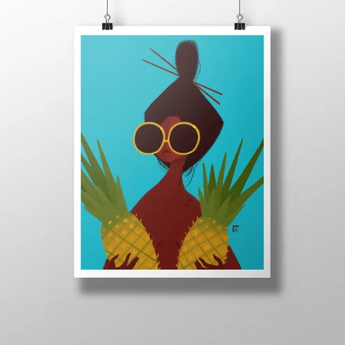 Punky Aloha "How's Dem Pineapple" 5" x 7 Print