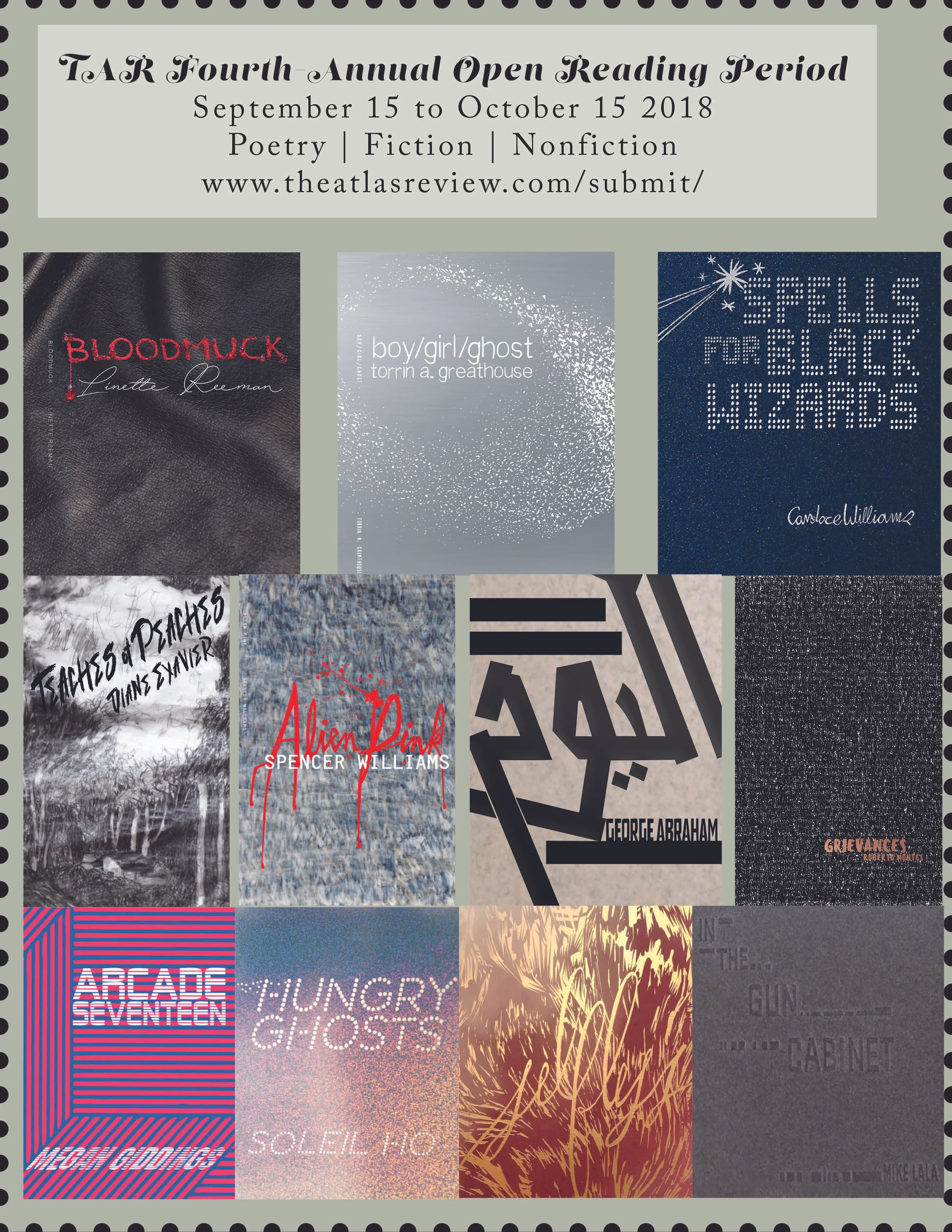 Poster designed by Natalie Eilbert. Individual chapbook covers designed by Emily Raw.