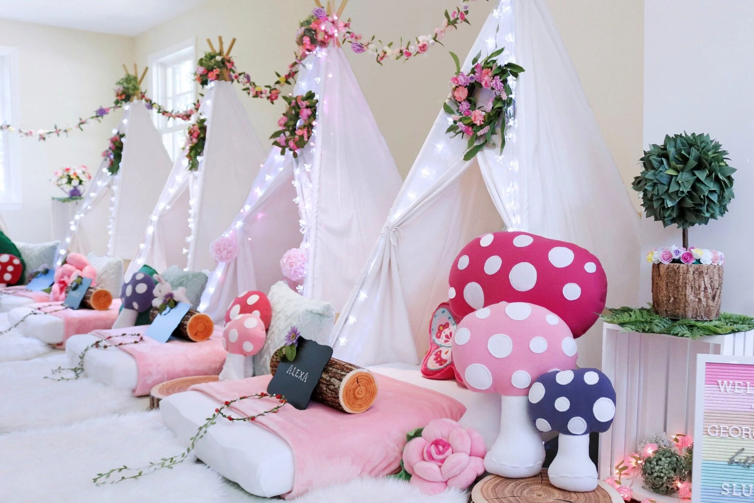 Pink Birthday Sleepover Tents Teepee Tent Unicorn Sleepover Tents