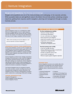 Microsoft Venture Integration Fact Sheet