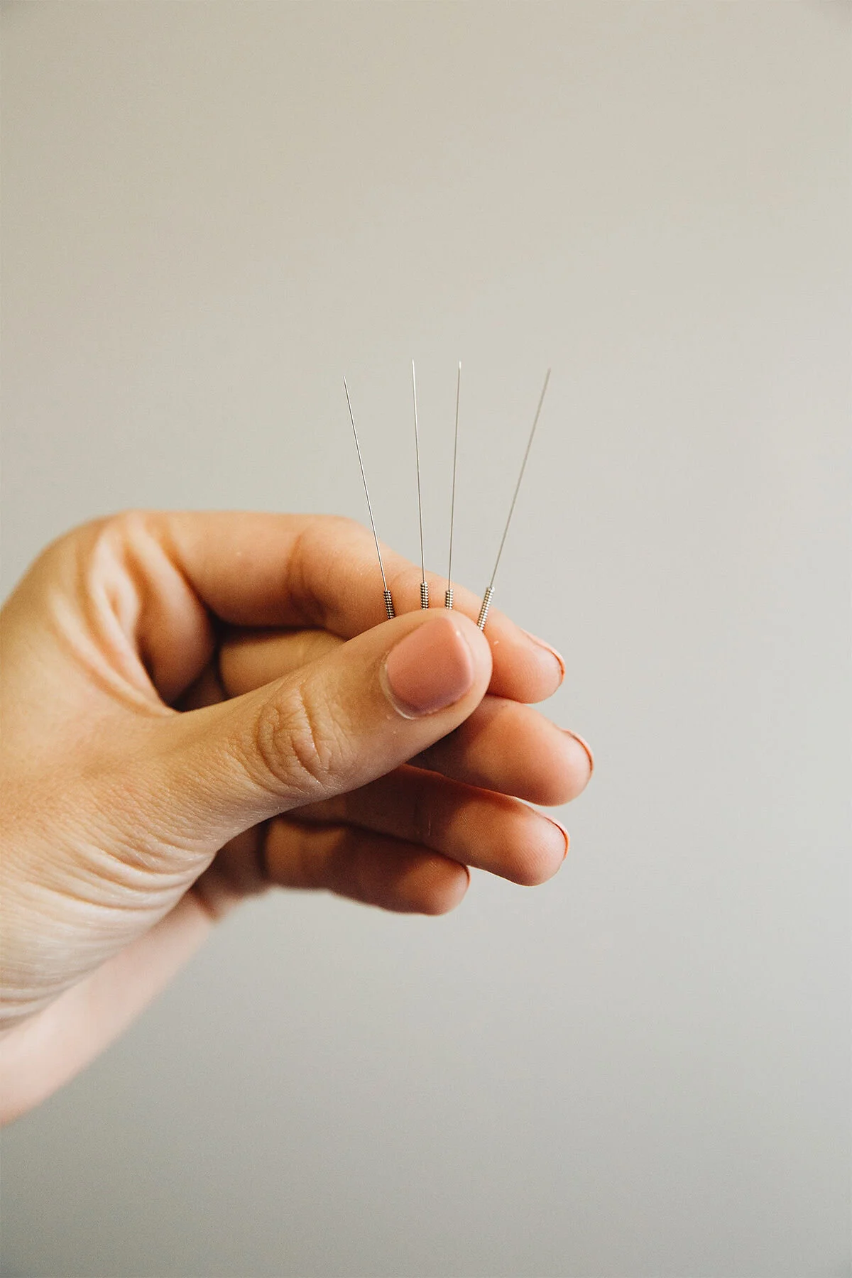 Acupuncture needles used in treatments by Lea Zarnowski Hampton