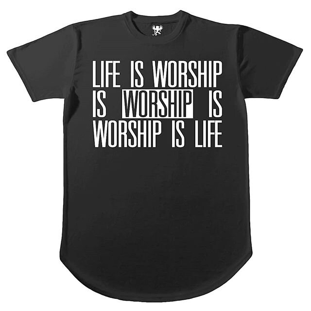 If you could use one word to describe the entirety of our lives. It would come down to worship.
.
.
Life is Worship. Worship is Life.
Black curved hem T-shirt. .
#trinitythread #worship #life #streetwear #gymwear #fashion #style  #gym #praise #faith 