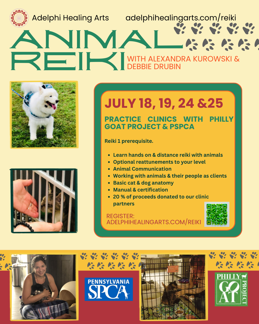 Animal Reiki Flyer with photos of dogs and cats receiving reiki