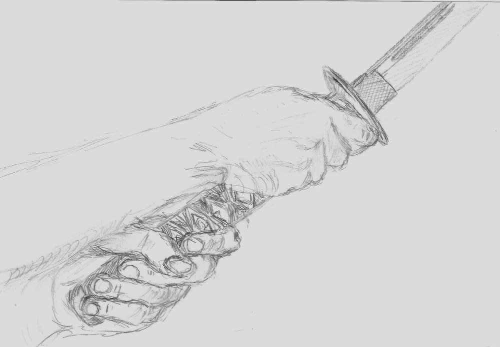 Practice Freehand Study (photo of grasping sword hilt)