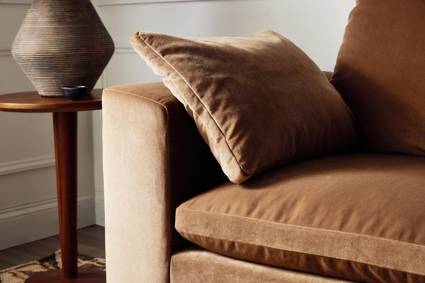 The Hayley Sofa // Soft, angled arms are made for curling up&mdash;you can even choose from multiple arm widths to suit your own comfort and aesthetic. See some behind the scenes of arm shape exploration.