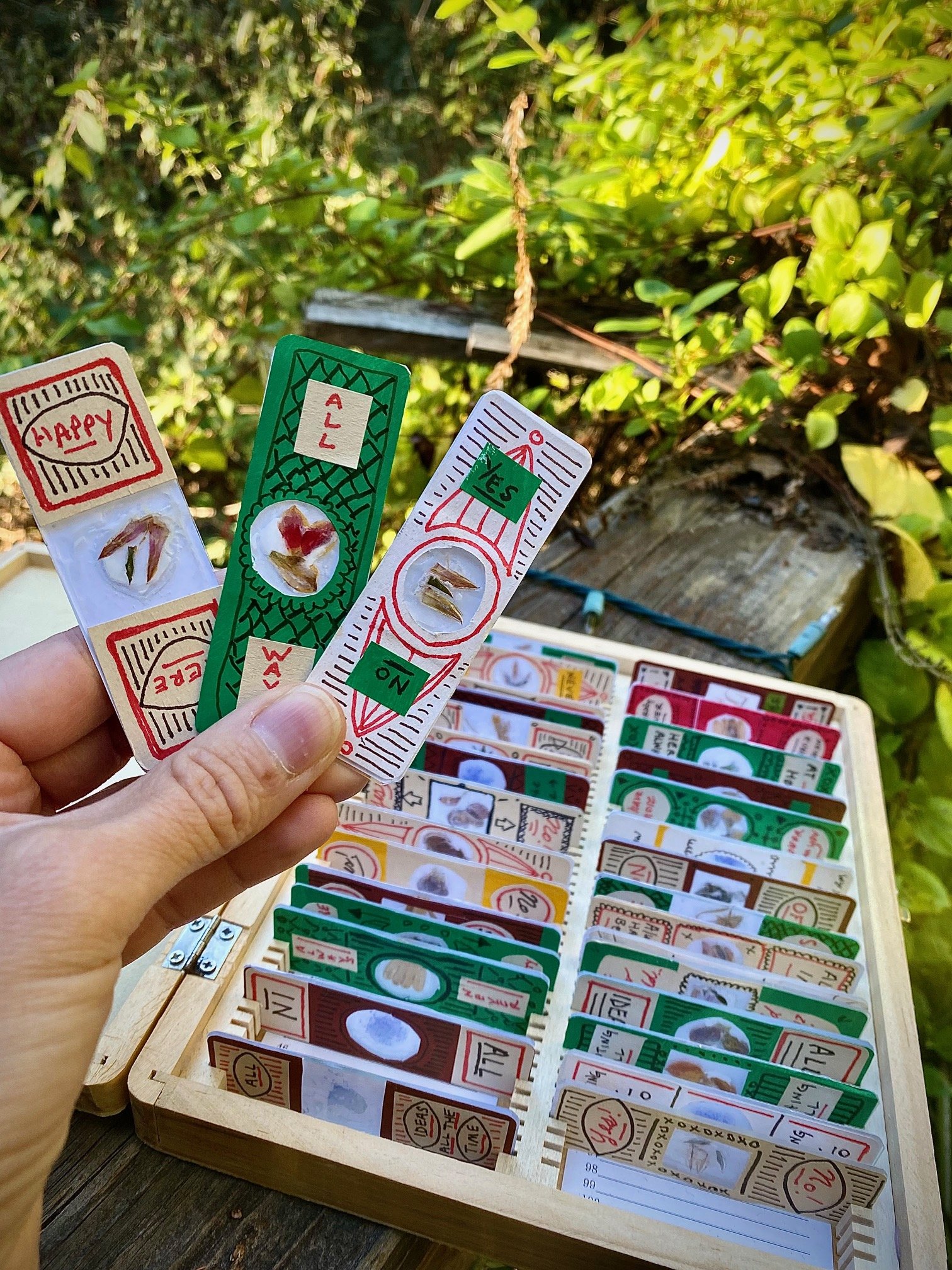 These were "scientific" microscopic slides I made with local plants inside that can "tell your proven fortune" for an art fair. I had to keep explaining the idea which wasn't a great sign but I liked.