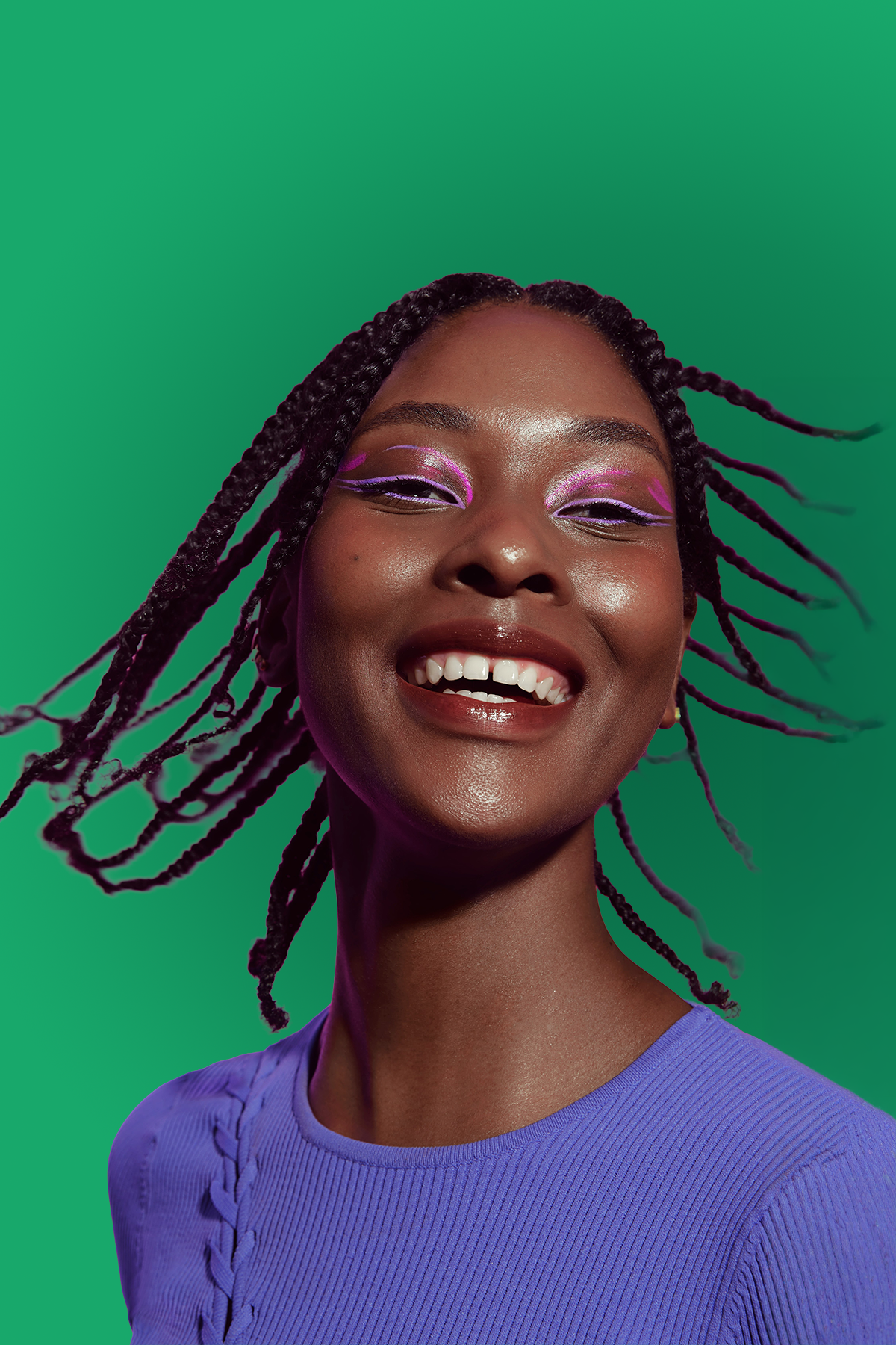 smiling black woman with white teeth