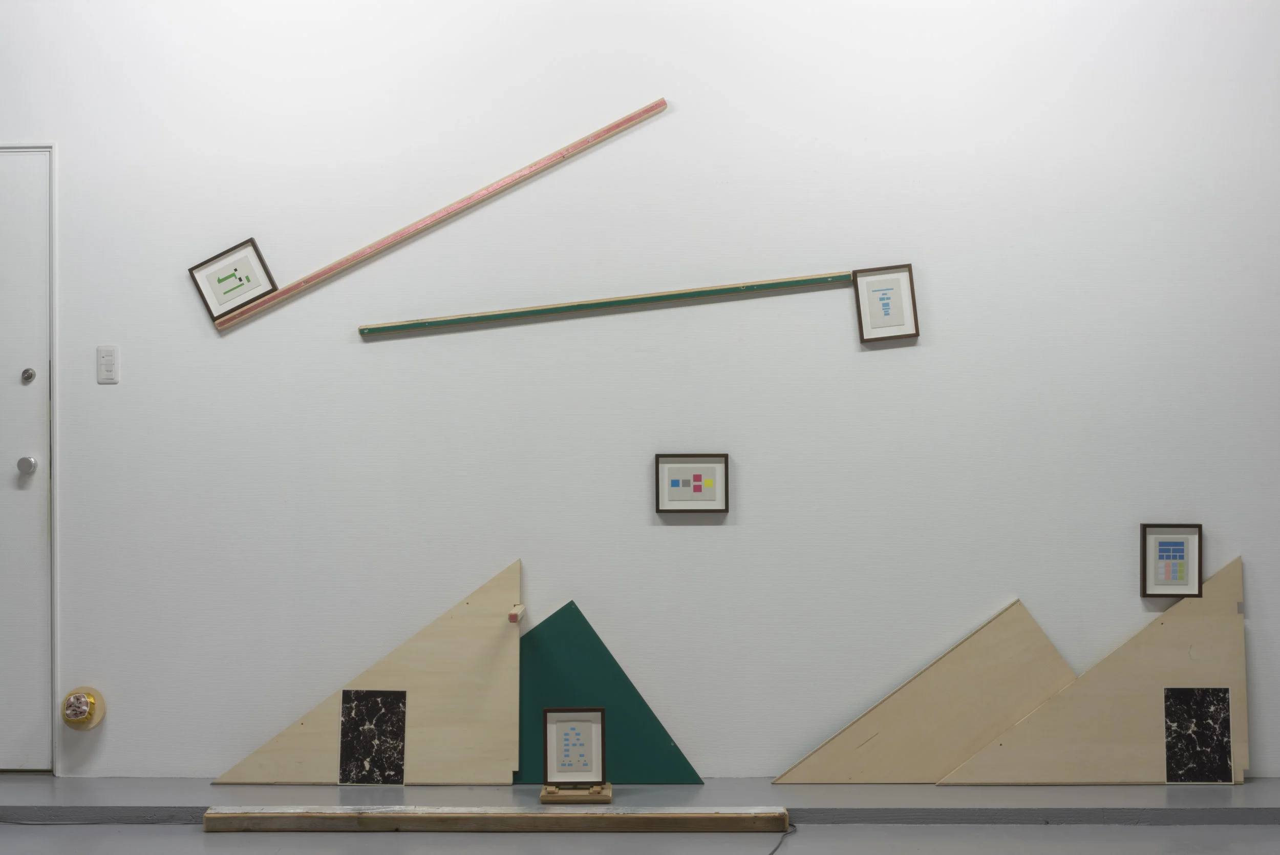Installation shot from Floating Urban Slime/Sublime showing the work of James Brooks, Tamaki Ono and Yutaka Inagawa