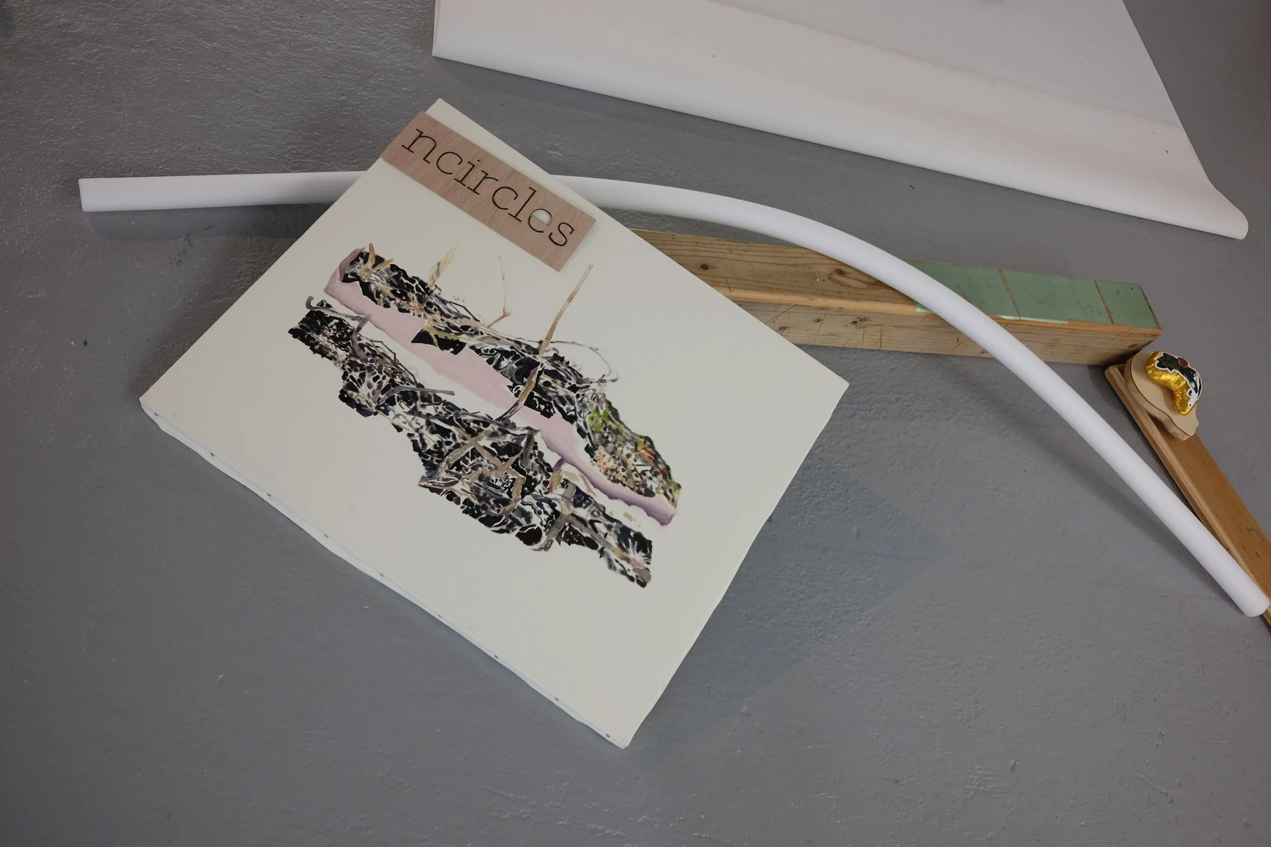 Installation shot from Floating Urban Slime/Sublime showing the work of Yutaka Inagawa and Tamaki Ono.