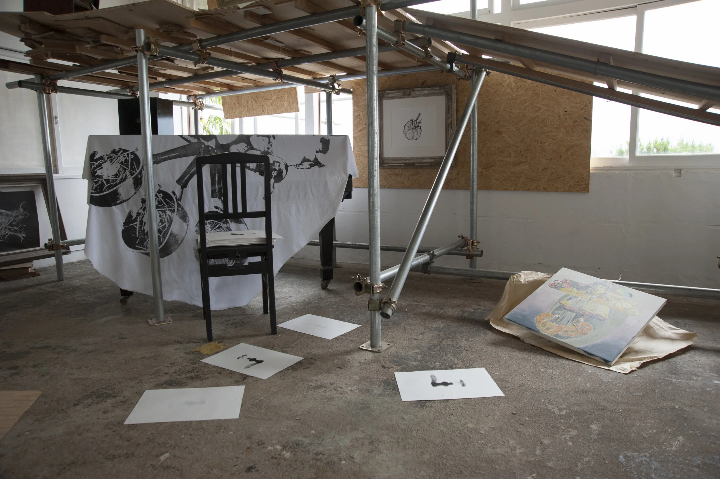 Installation shot from Dogs in a Room showing the work of Yutaka Inagawa, Nicola Morrison and Akira Yasuda.