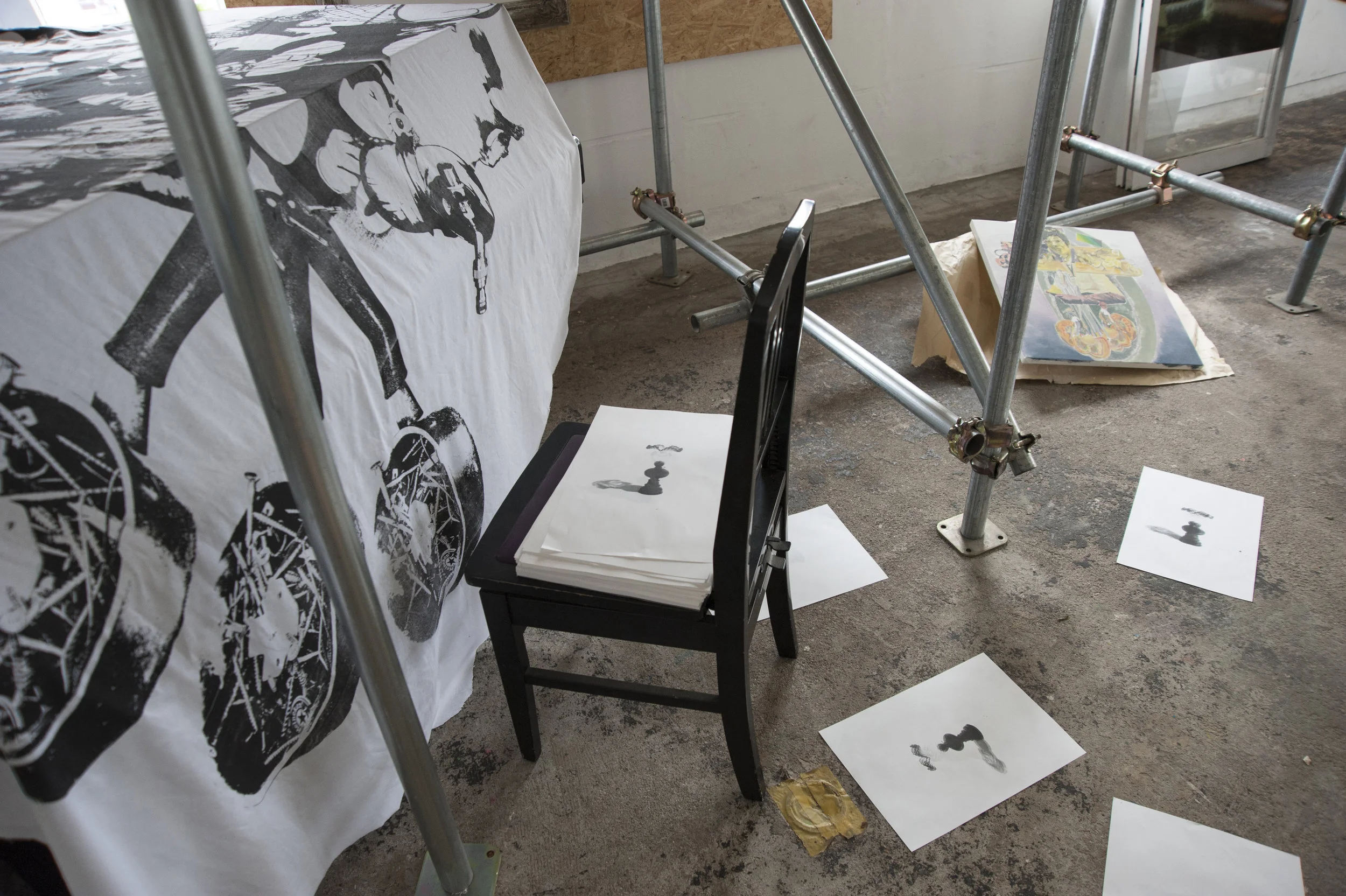 Installation shot from Dogs in a Room showing the work of Yutaka Inagawa and Akira Yasuda.