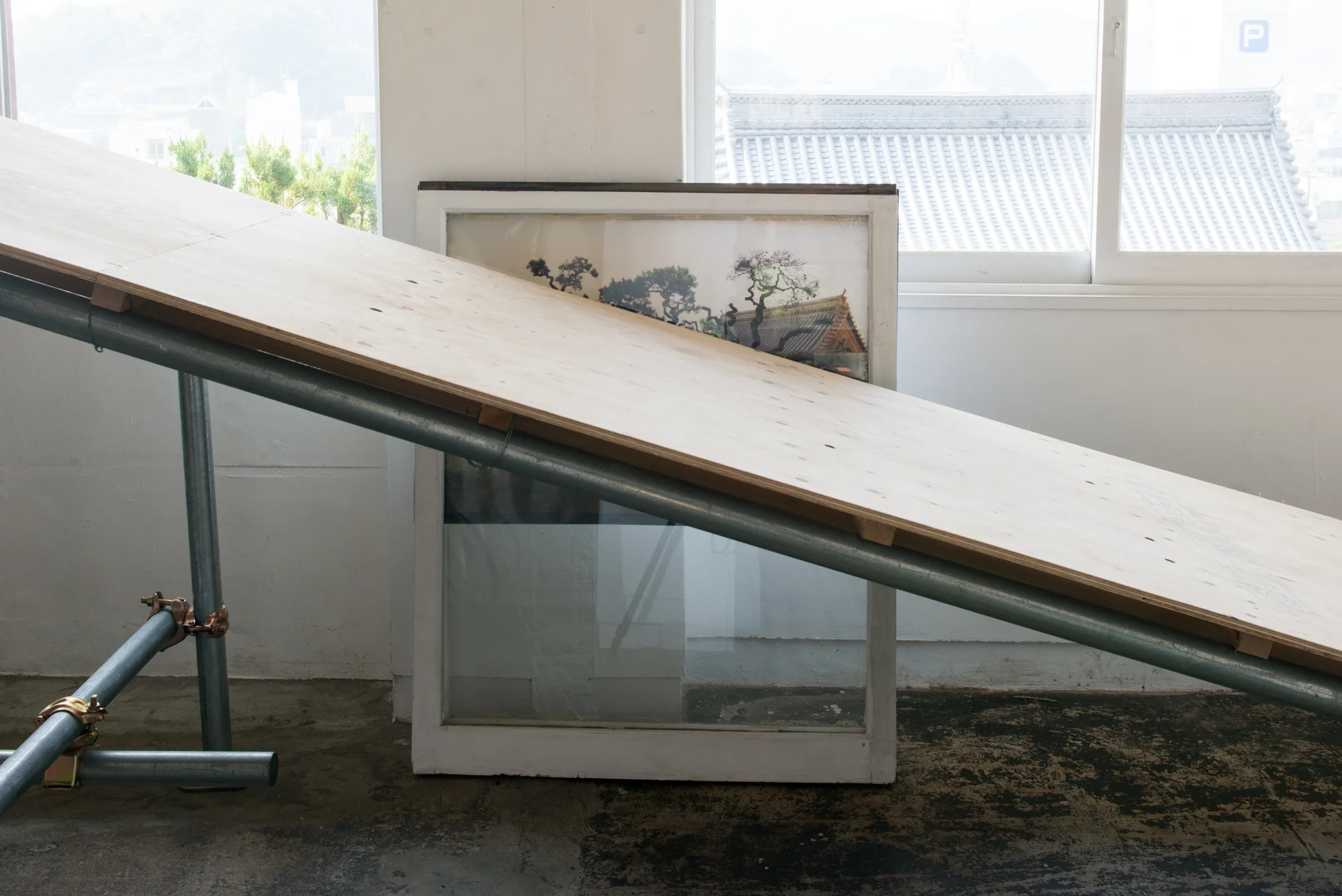 Installation shot from Dogs in a Room showing the work of Andreas Kressig and ONLY CONNECT.