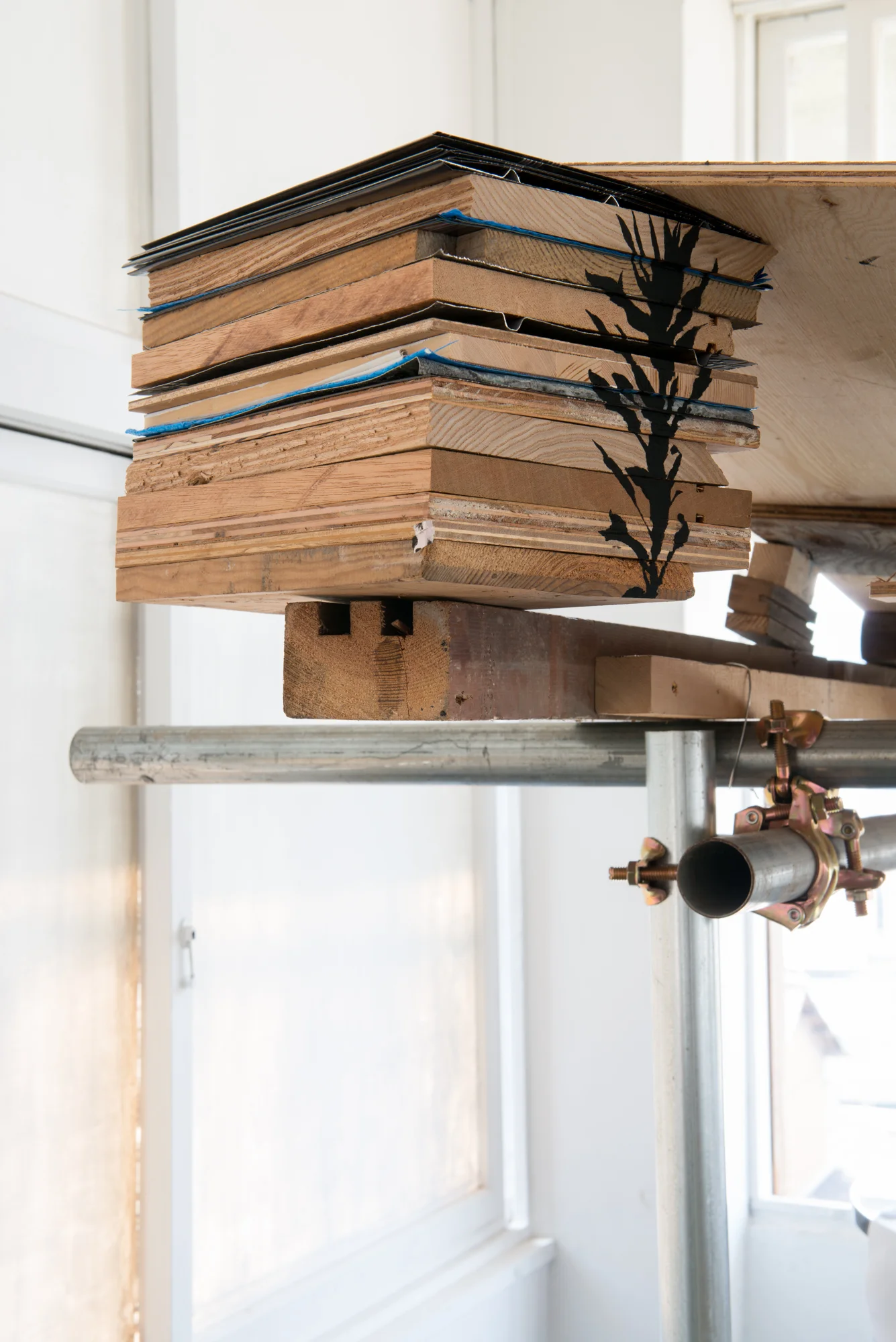 Installation shot from Dogs in a Room showing the work of Mouhitori.