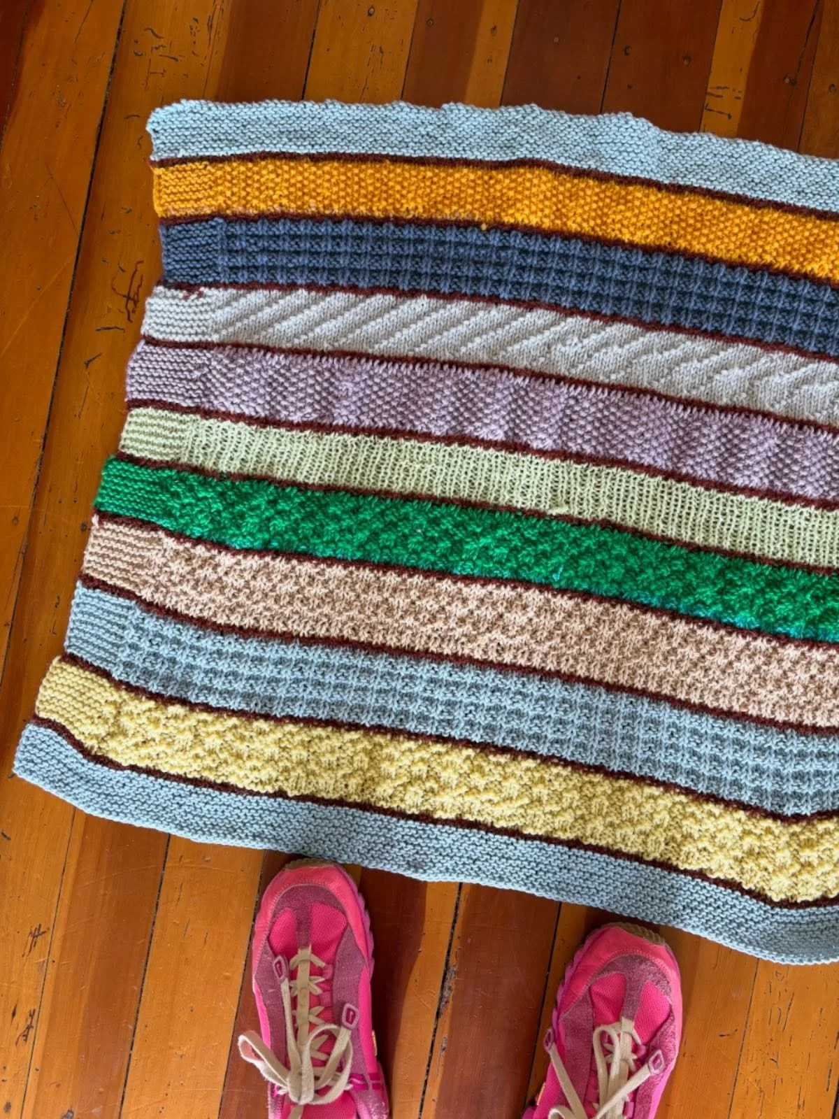 Courtney&rsquo;s nana makes the best blankets using all her odds and ends 💕🌈