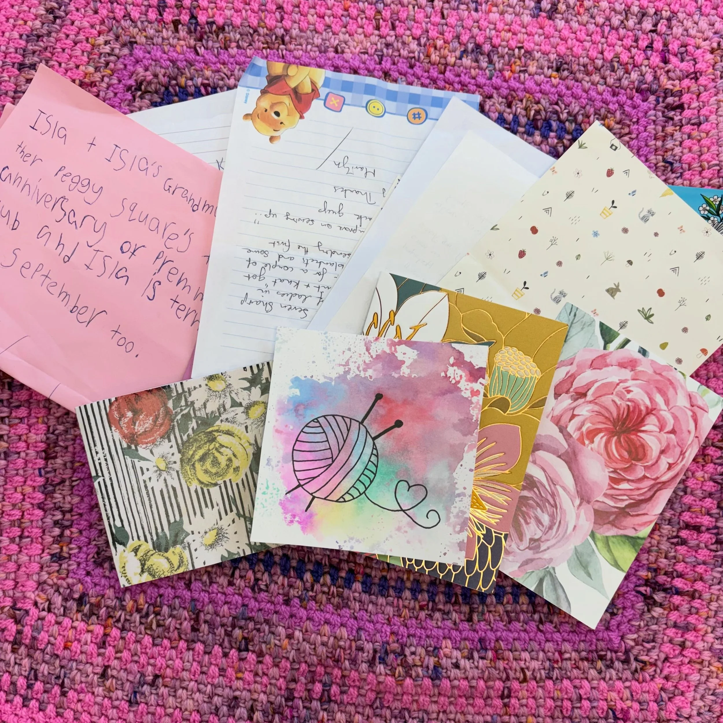 Some of the beautiful messages received, big thank you to Isla and Isla&rsquo;s grandma, 20 squares and a gorgeous hand written note full of aroha and support ❤️ WE LOVE THIS COMMUNITY, thank you!! #stitchingtogetheraotearoa