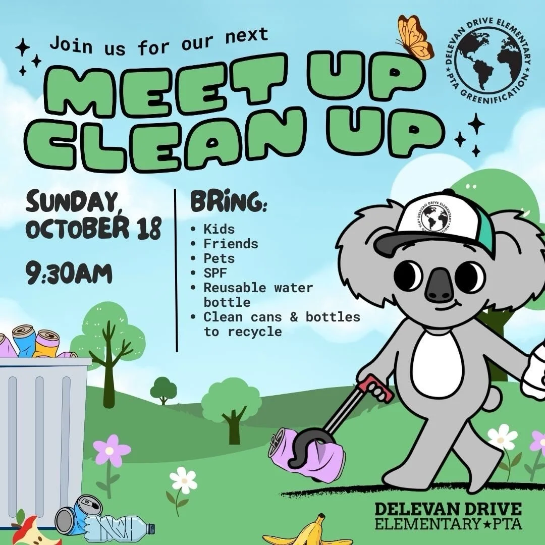 💚 Reminder! Help us tidy up our community.&nbsp;Meet you at the front/main gate of our school on Sunday, 10/18 at 9:30am.

Reach out if you have questions: info@delevanpta.org. See you there!