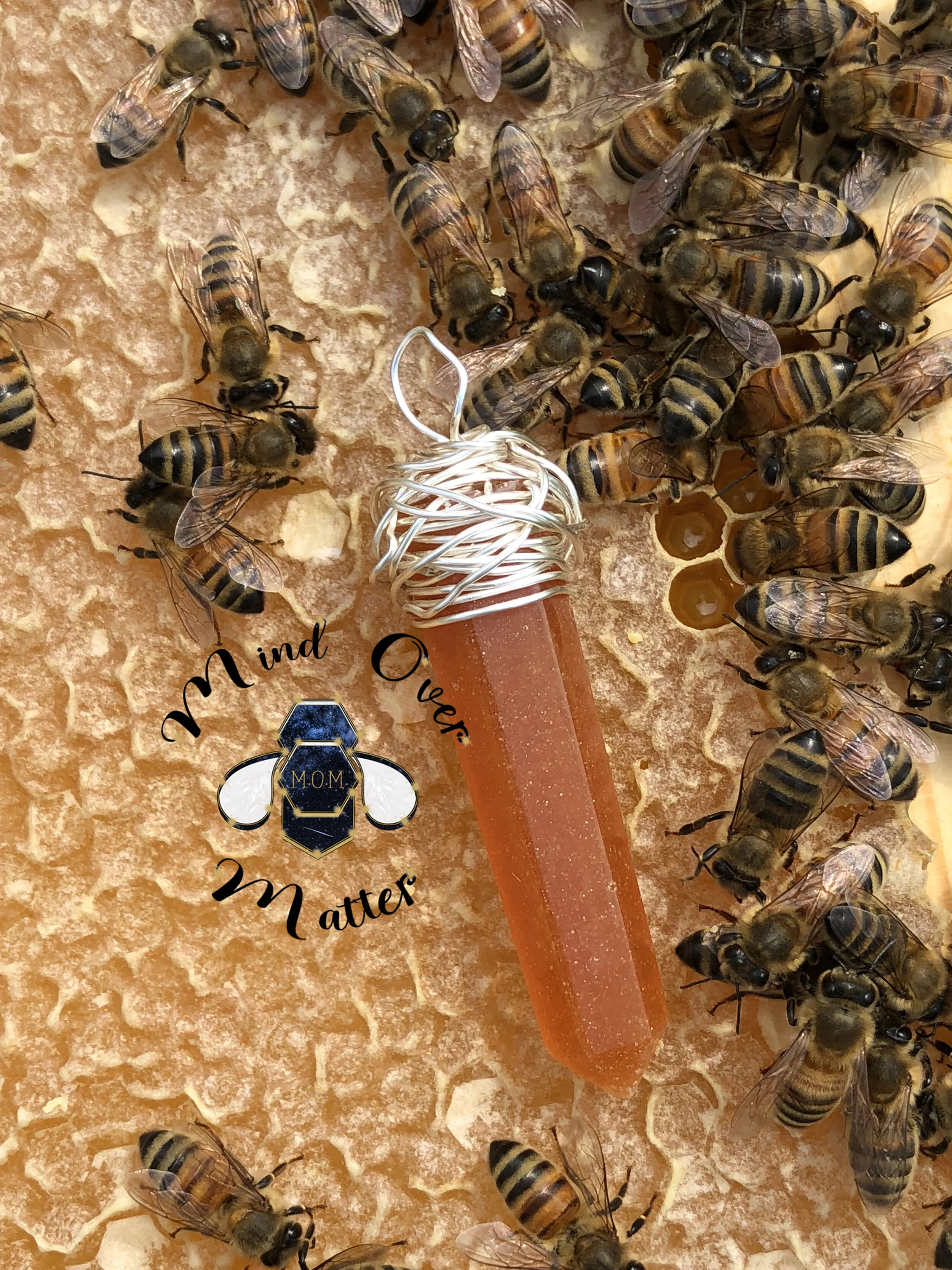 Wire Wrapped Single Point Crystal made from honey