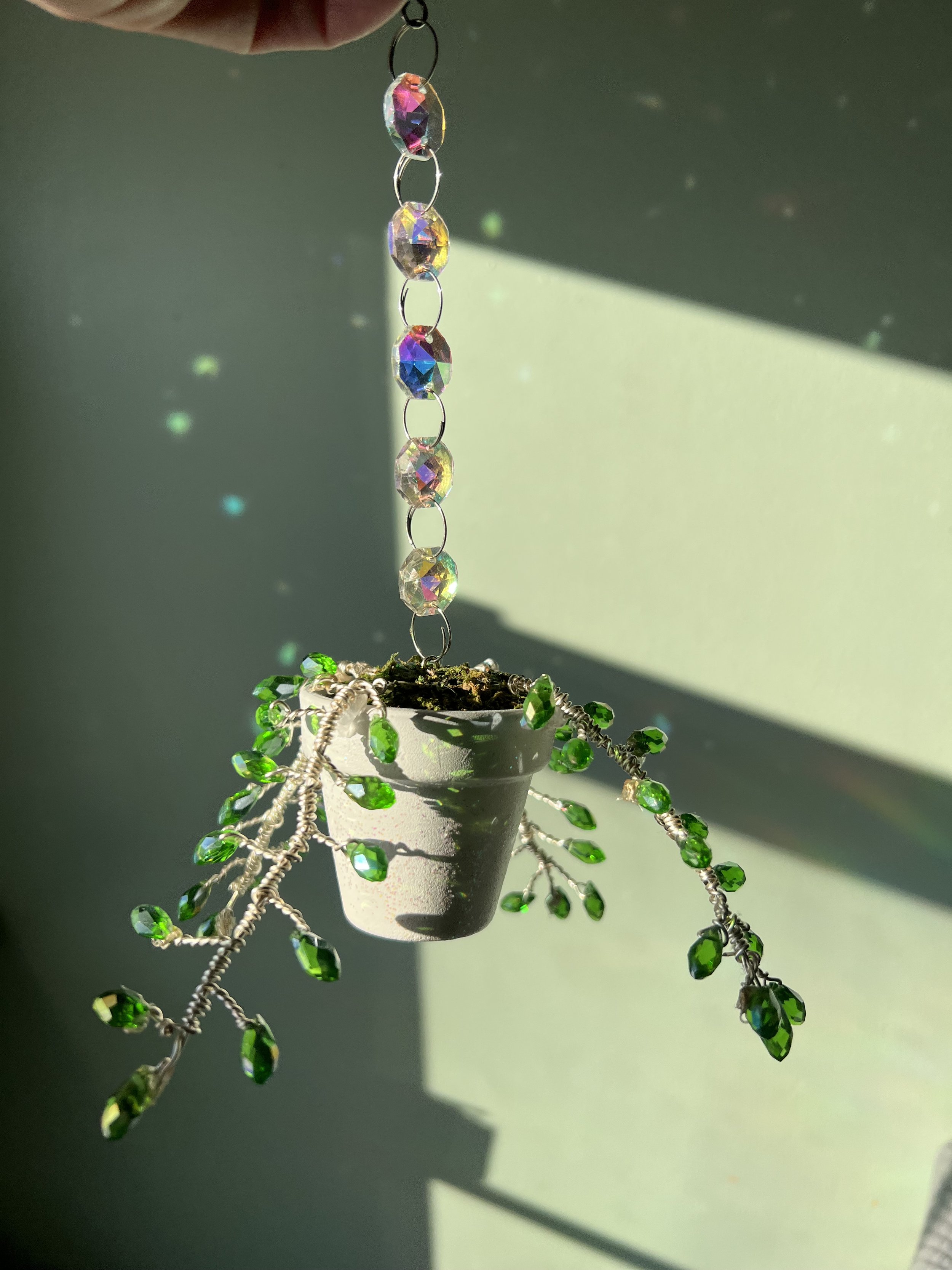 Gemstone Suncatcher Hanging Plant