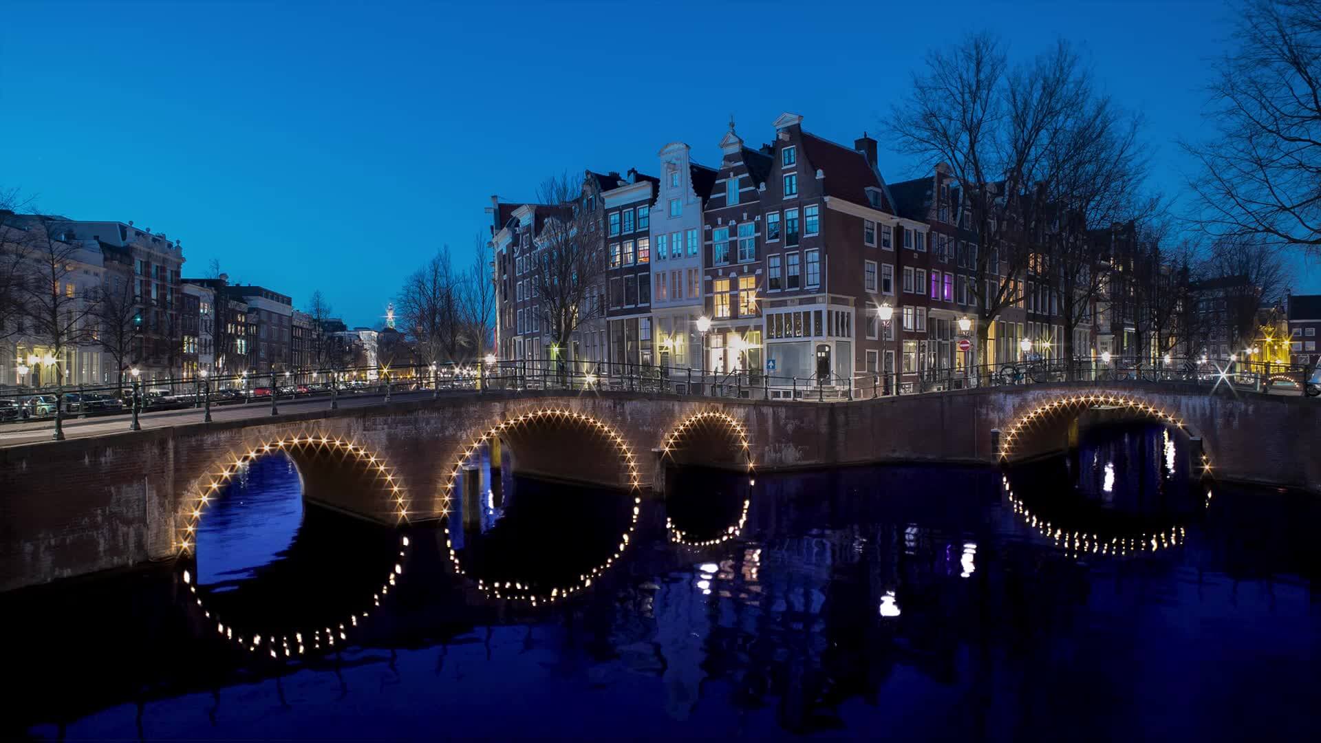 Amsterdam, The Netherlands, Dutch Canal at Sunset.jpg