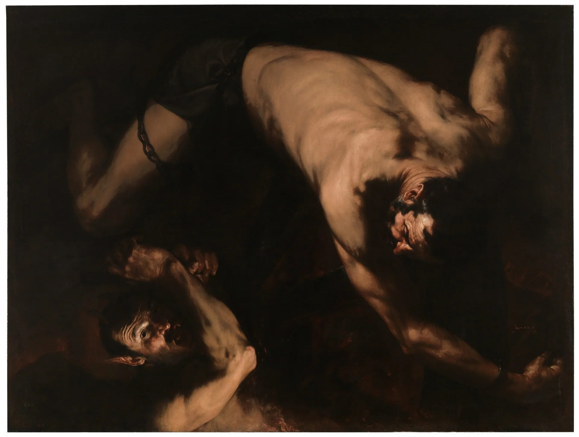 Jose de Ribera, Ixion, 1632 - Father of the race of centaurs condemned by a Satyr to turn on a wheel in hades for eternity (Image from Museo Nacional del Prado)