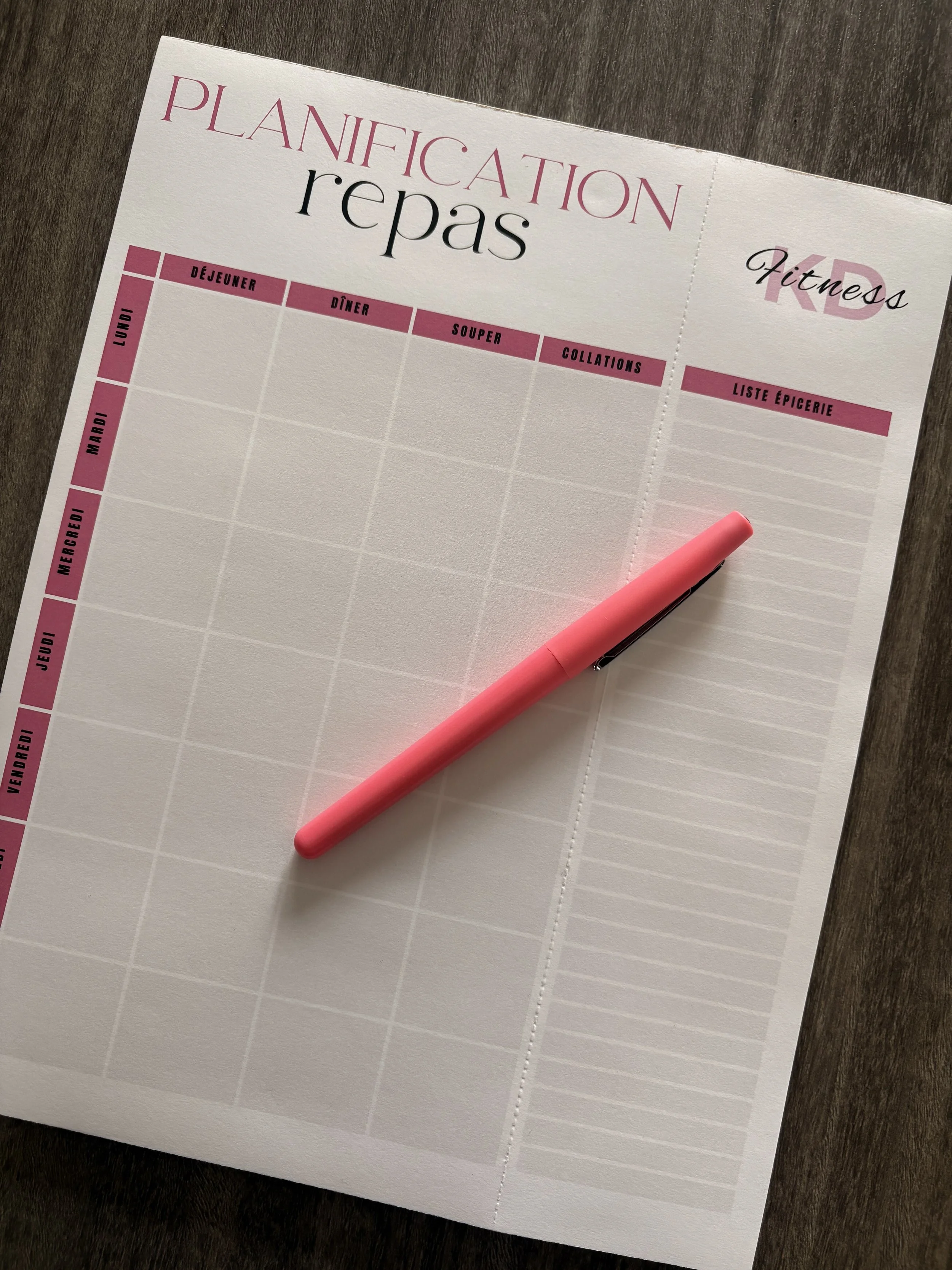 Bloc-notes ''planification des repas''