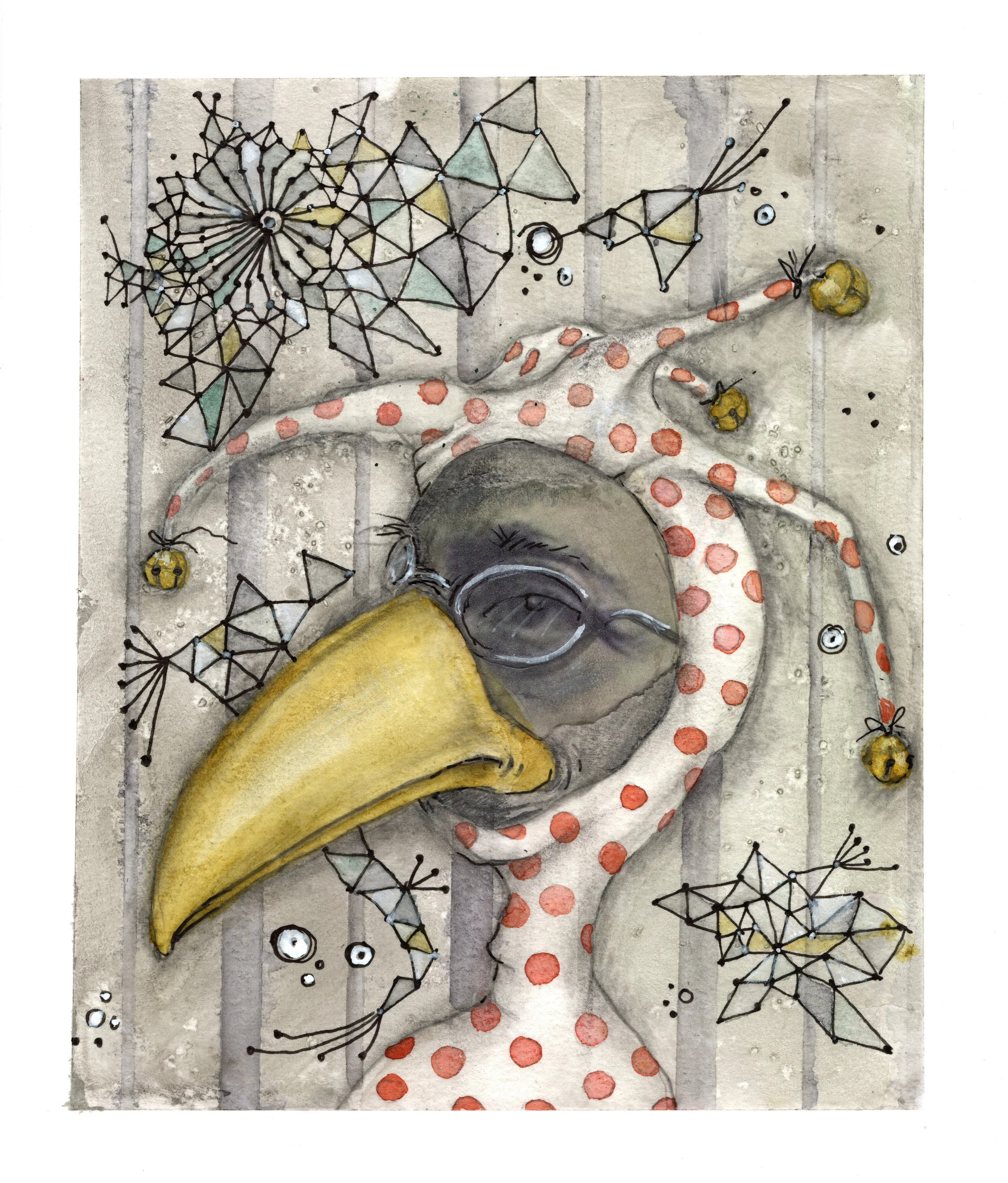 Birdman - mixed media on paper