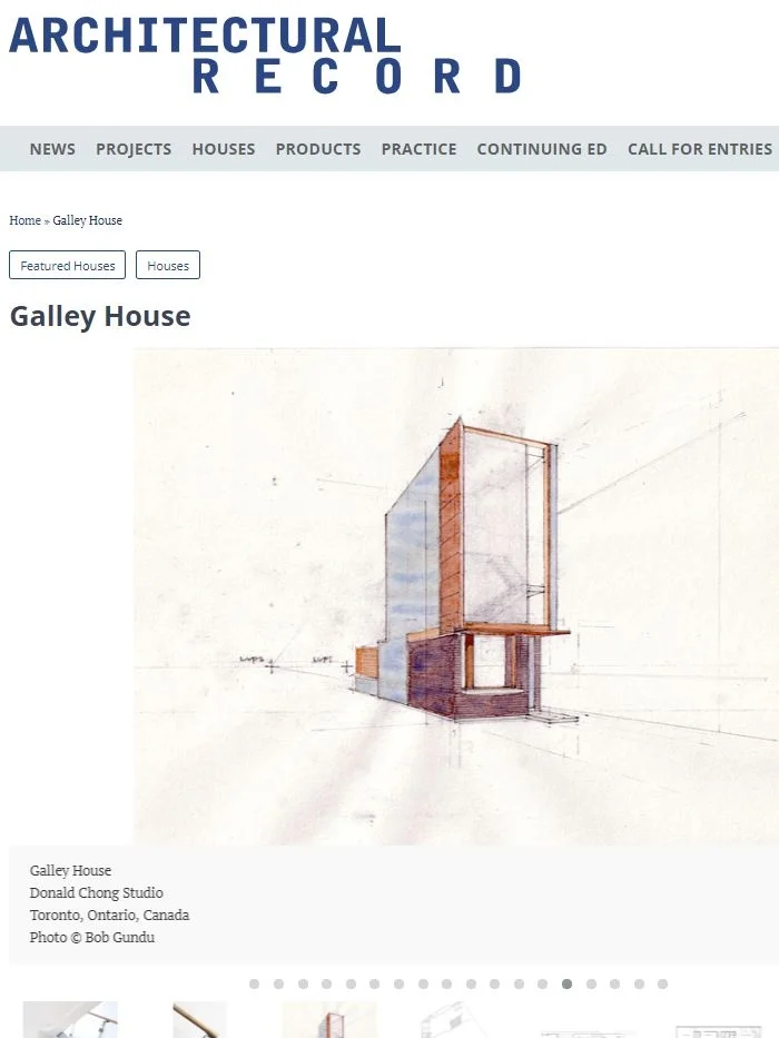 Galley House Featured in Architectural Record — Derek Nicholson