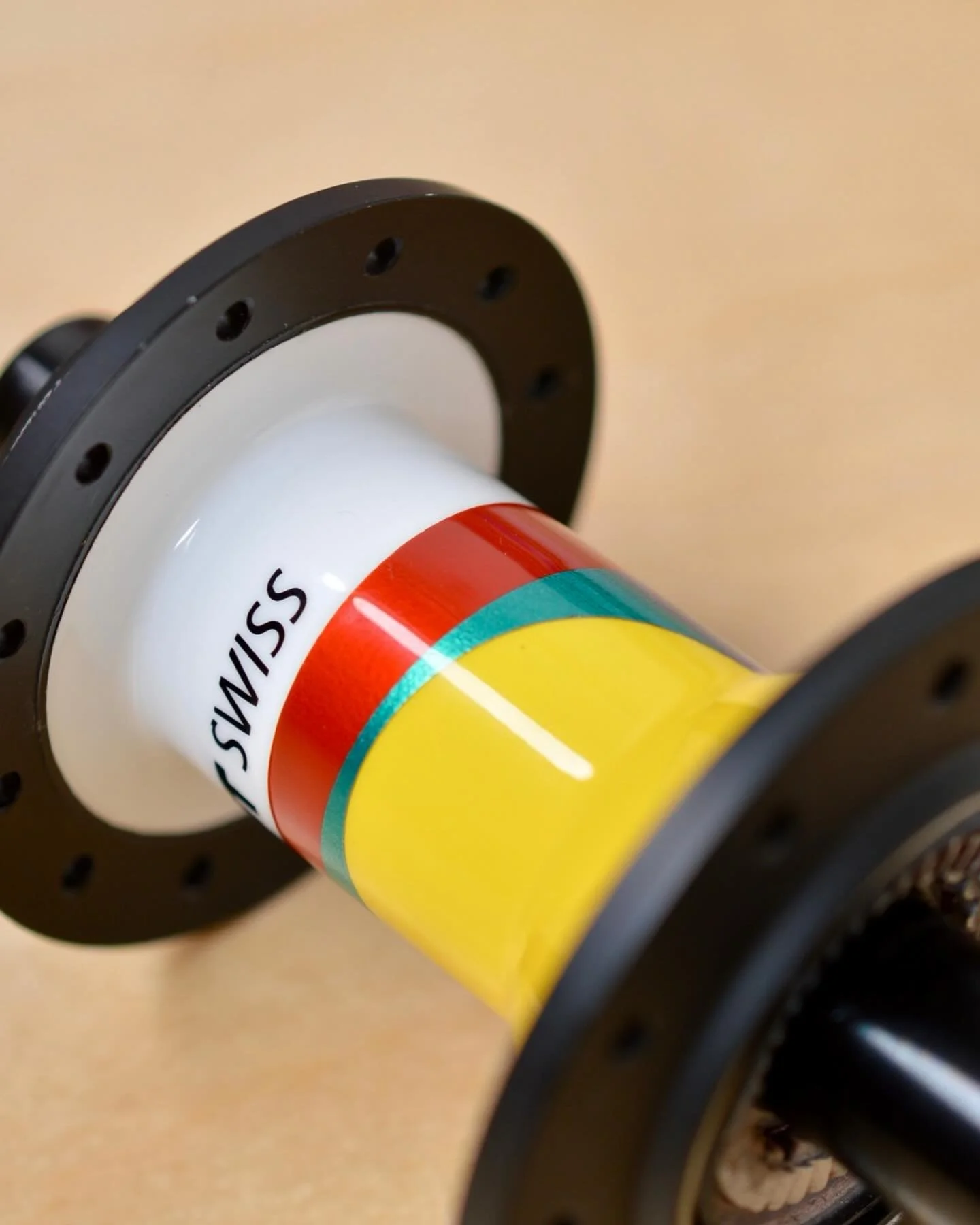 The entire project was pretty wild but these custom painted @dtswiss hubs went a step further. 
What do you think? Too much or just enough.
The key to painting small parts is accounting for assembly. Masking off the flanges below the spoke holes ensu